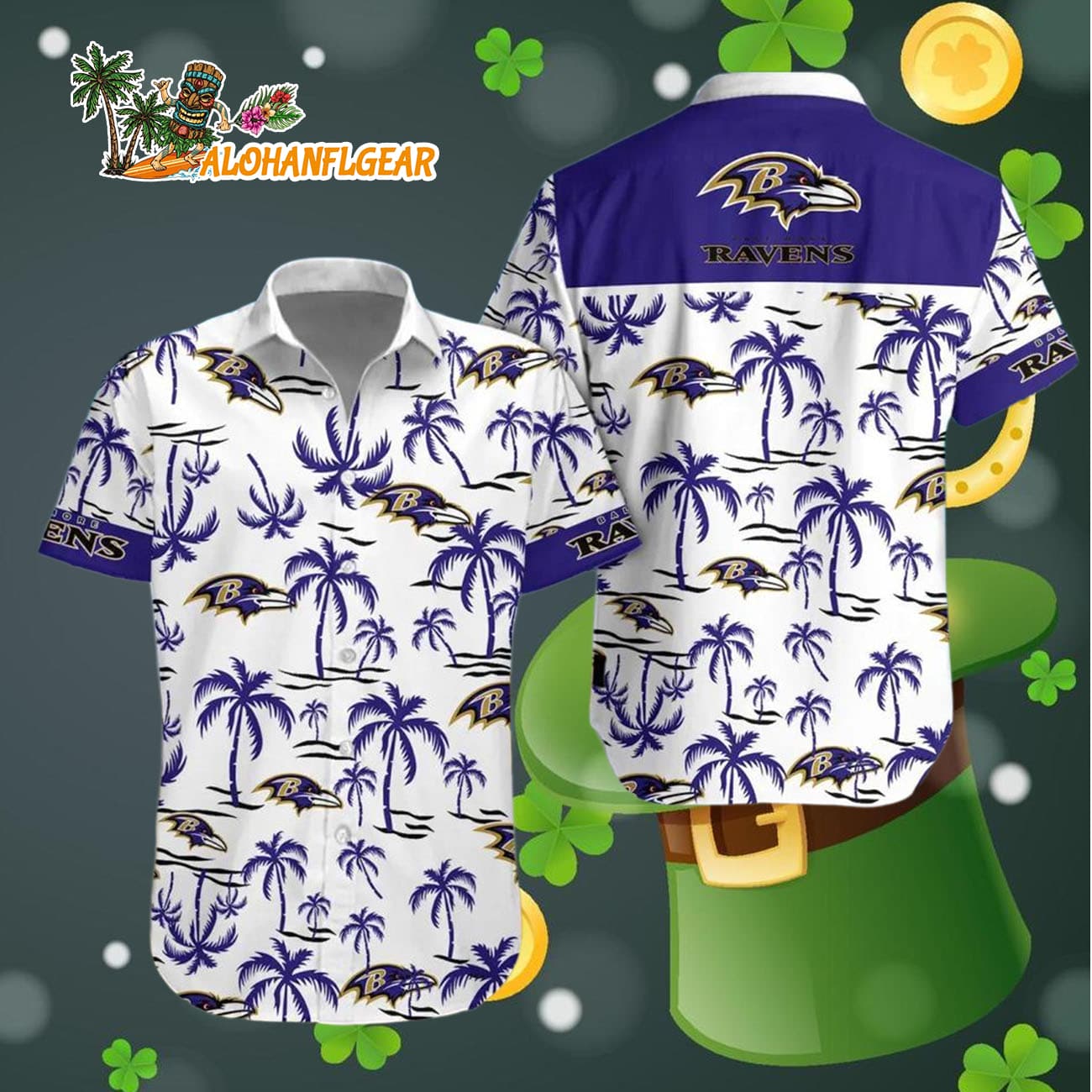 Baltimore Ravens Coconut Logo Beach Hawaiian Shirt, NFL Aloha Shirt Baltimore Ravens Coconut Logo Beach Hawaiian Shirt, NFL Aloha Shirt