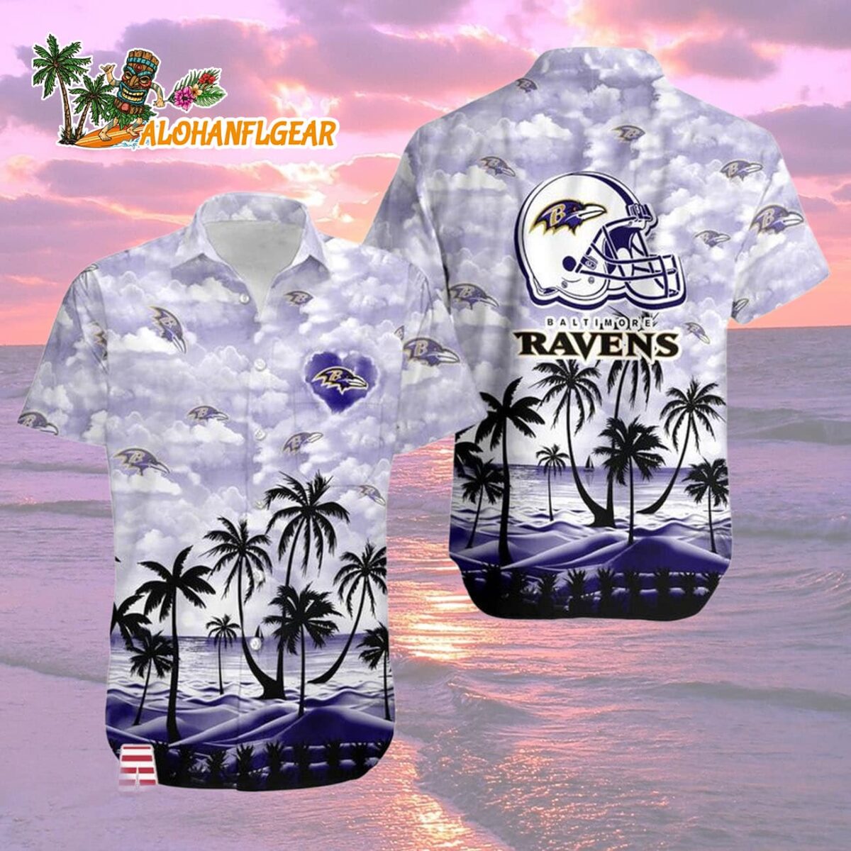 Baltimore Ravens Coconut Palms Limited Edition Hawaiian Shirt, Baltimore Ravens Aloha Shirt 1 Baltimore Ravens Coconut Palms Limited Edition Hawaiian Shirt Baltimore Ravens Aloha Shirt 2