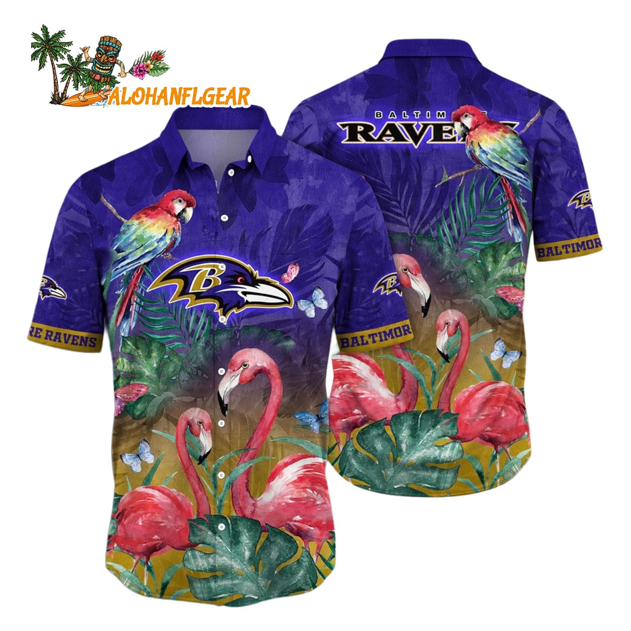 Baltimore Ravens Flamingo And Flower Hawaiian Shirt, Baltimore Ravens Aloha Shirt Baltimore Ravens Flamingo And Flower Hawaiian Shirt, Baltimore Ravens Aloha Shirt