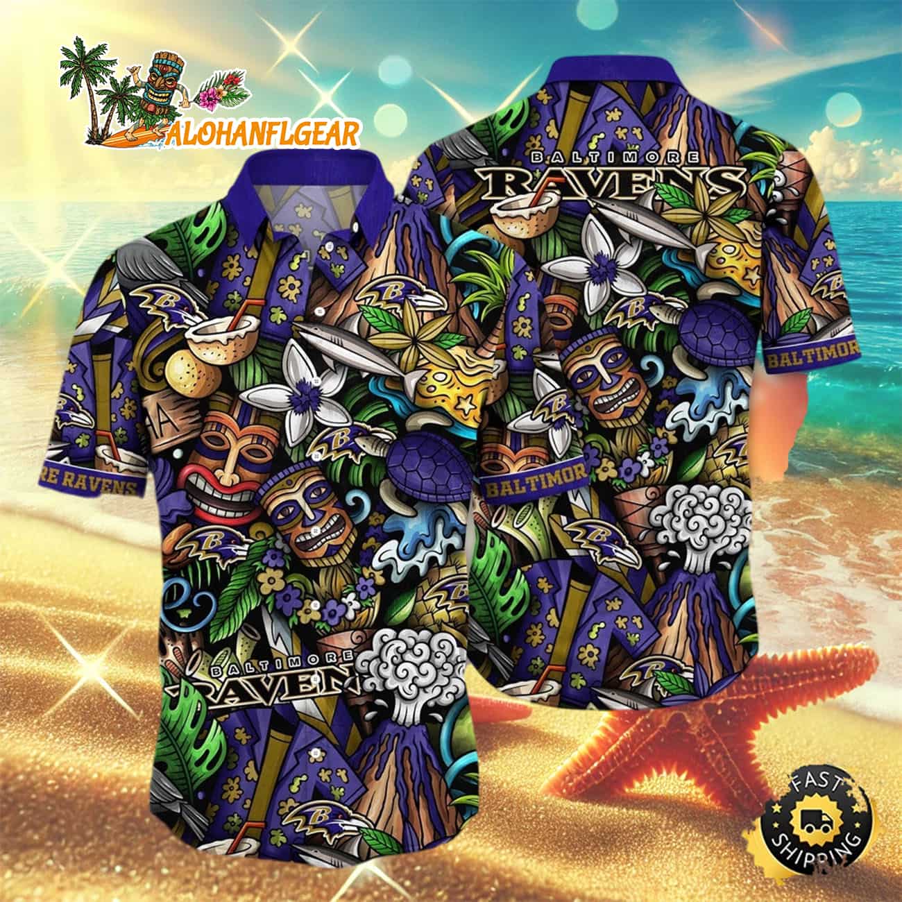 Baltimore Ravens Flower Tiki Me Off Hawaiian Shirt, Baltimore Ravens Aloha Shirt Baltimore Ravens Flower Tiki Me Off Hawaiian Shirt, Baltimore Ravens Aloha Shirt