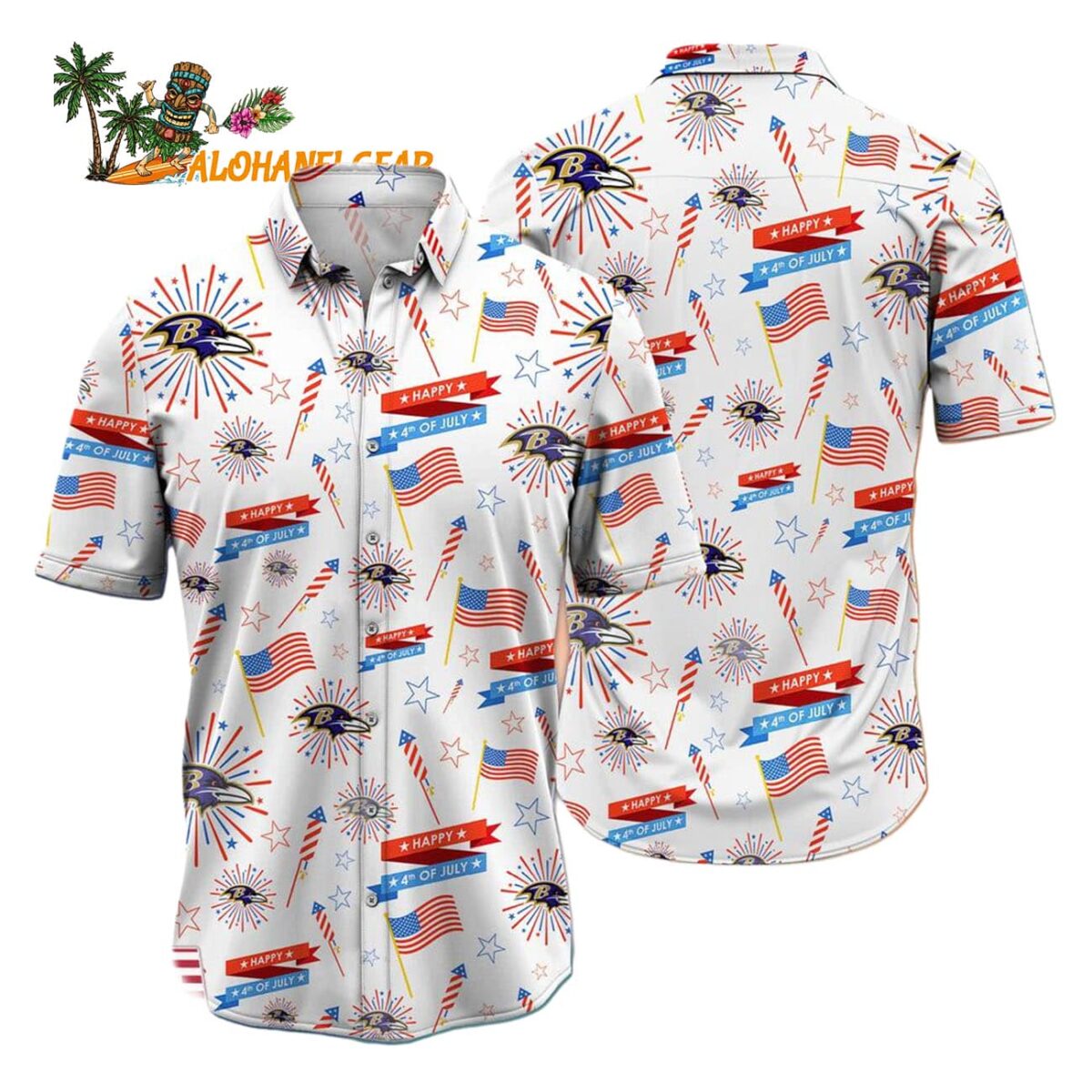 Baltimore Ravens Happy 4th Of July Hawaiian Shirt NFL Aloha Shirt 1