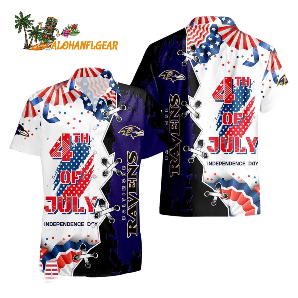 Baltimore Ravens Happy Independence Day Resurgence Hawaiian Shirt NFL Aloha Shirt 1