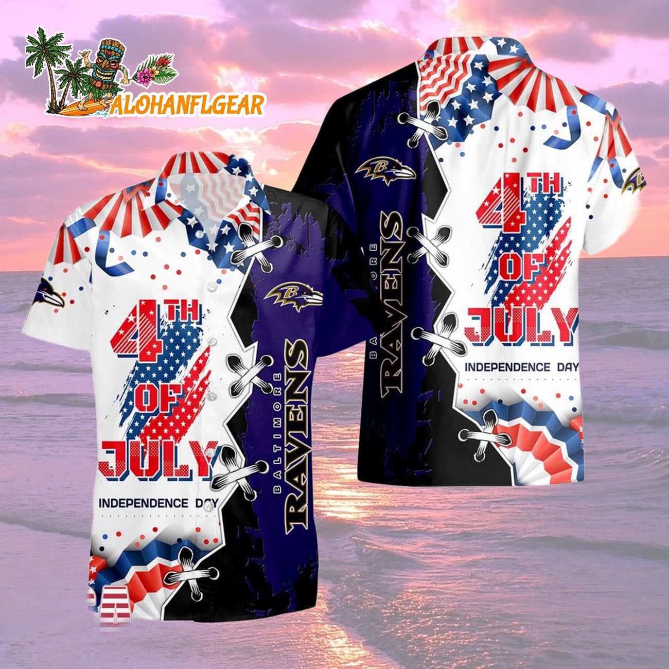 Baltimore Ravens Happy Independence Day Resurgence Hawaiian Shirt, NFL Aloha Shirt Baltimore Ravens Happy Independence Day Resurgence Hawaiian Shirt, NFL Aloha Shirt