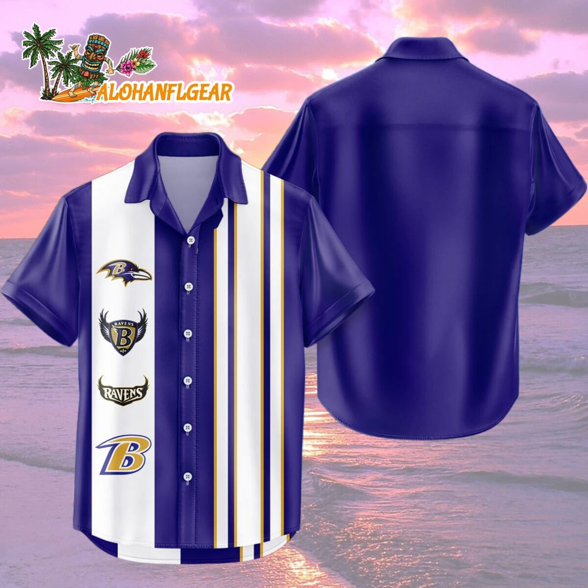 Baltimore Ravens Hawaiian Shirt Classic Color Contrast 2