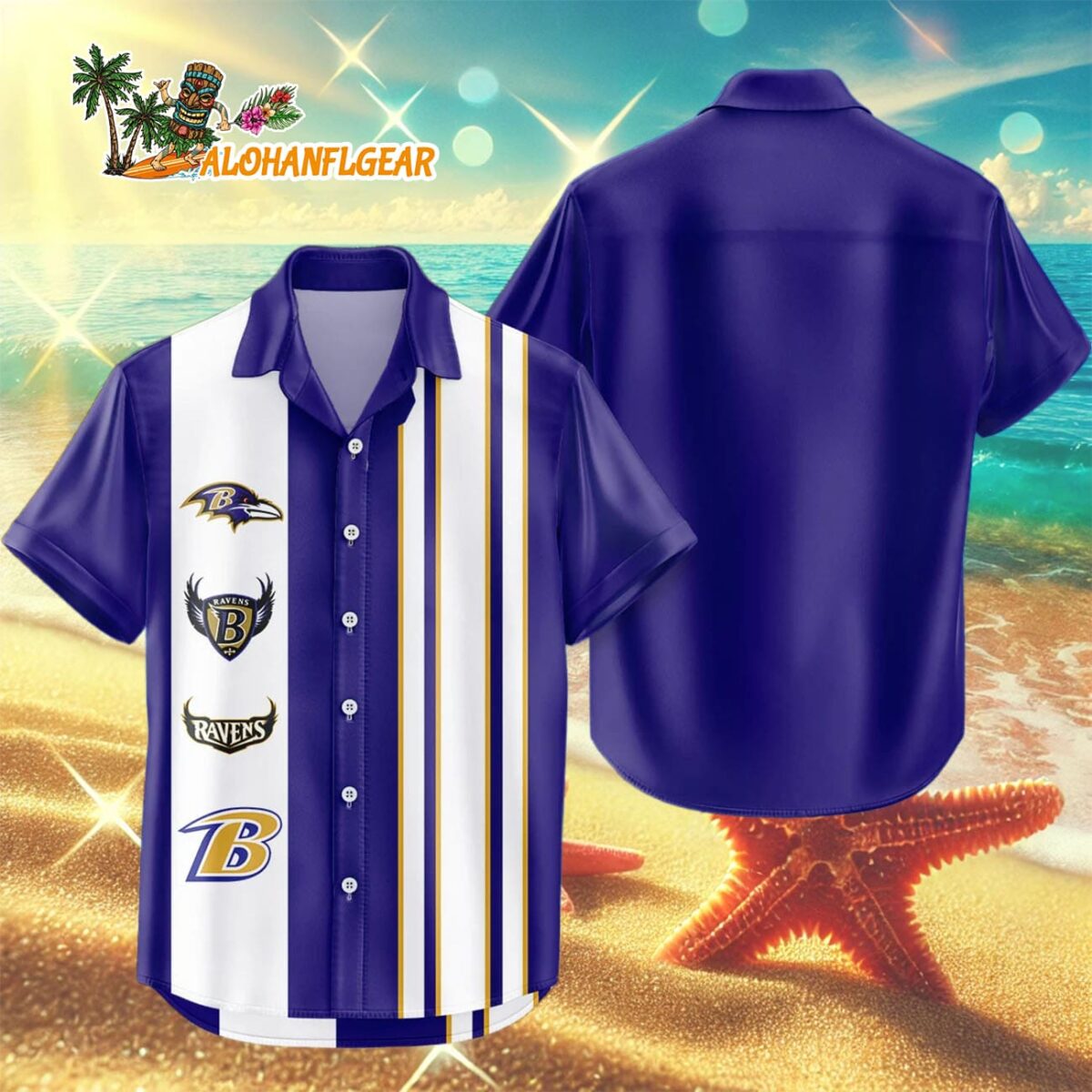Baltimore Ravens Hawaiian Shirt Classic Color Contrast 3