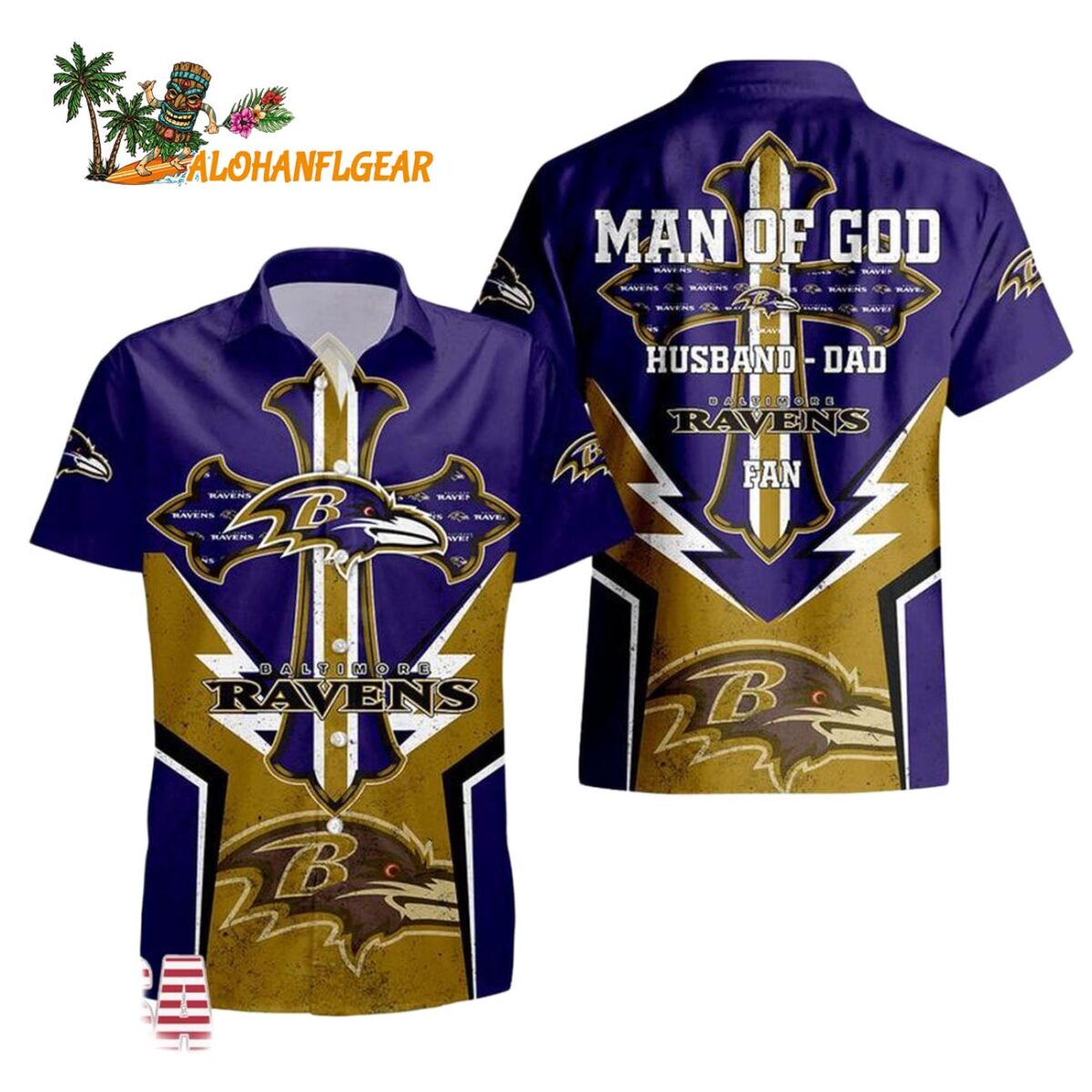 Baltimore Ravens Man Of God Gift For Fathers Day Hawaiian Shirt Baltimore Ravens Aloha Shirt 1