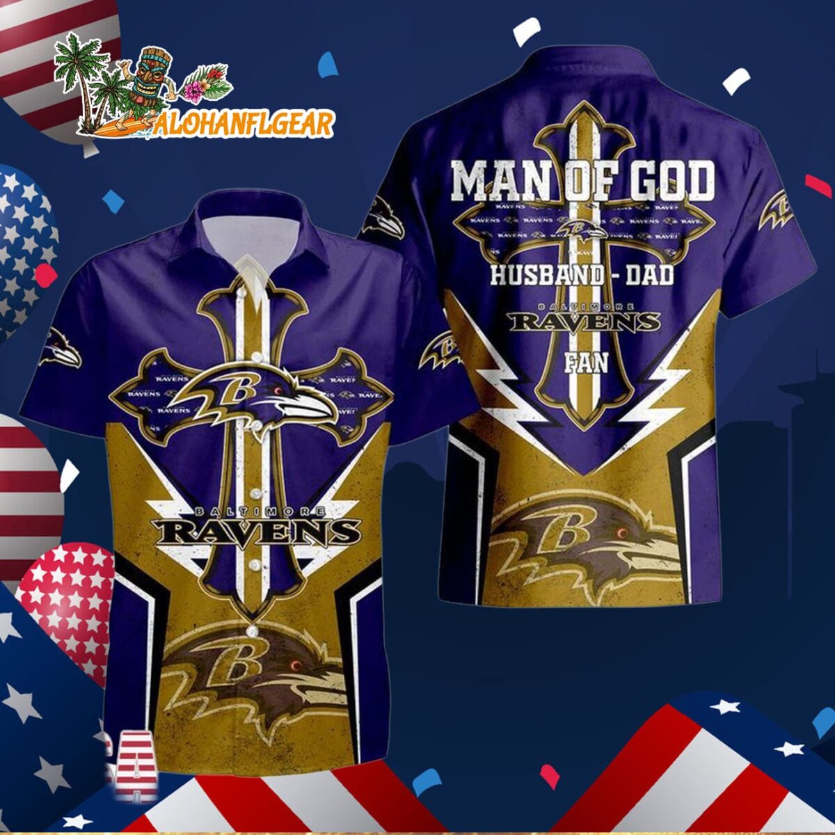Baltimore Ravens Man Of God Gift For Fathers Day Hawaiian Shirt, Baltimore Ravens Aloha Shirt 2 Baltimore Ravens Man Of God Gift For Fathers Day Hawaiian Shirt Baltimore Ravens Aloha Shirt 3