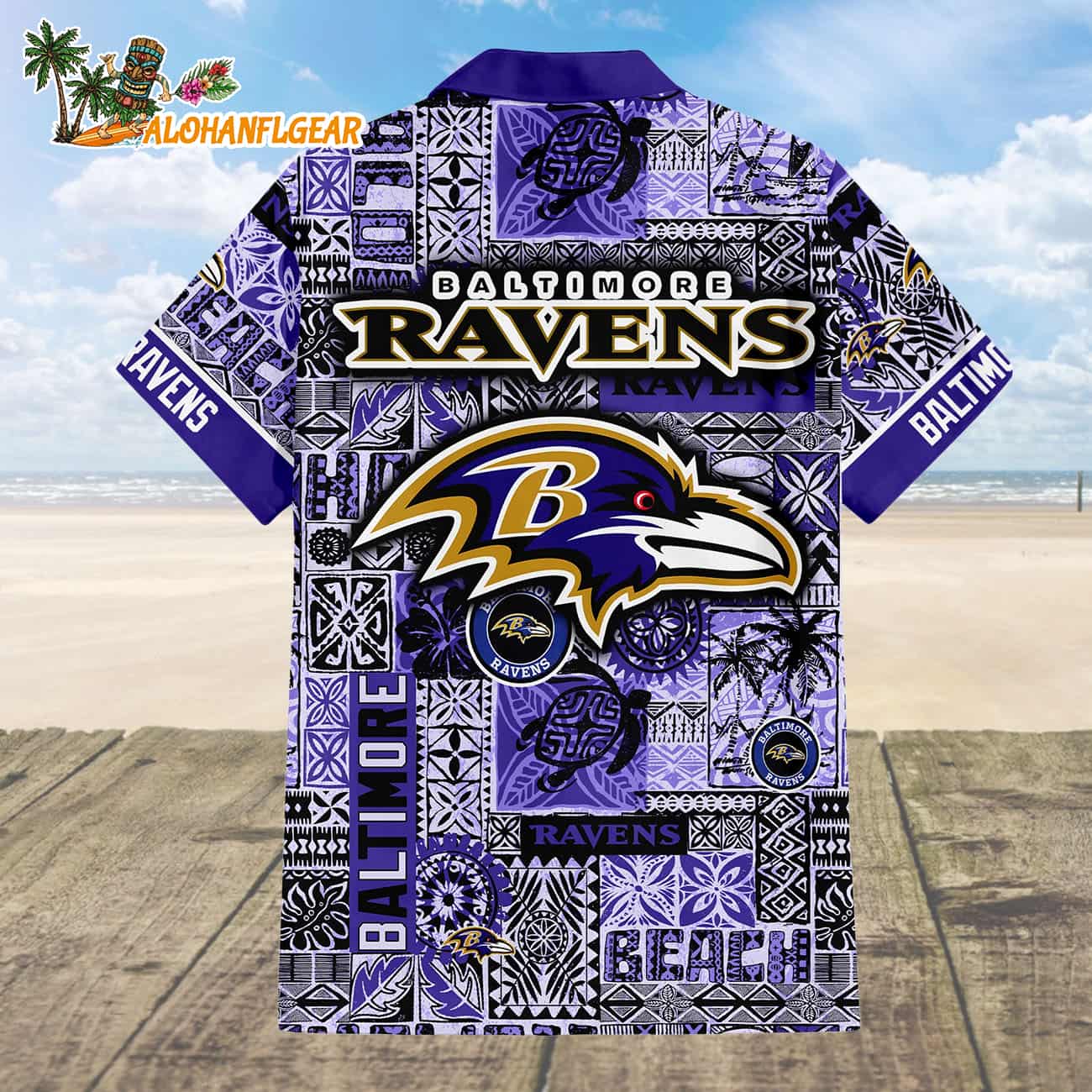 Baltimore Ravens Tapa Patterns Hawaiian Shirt, NFL Aloha Shirt Baltimore Ravens Tapa Patterns Hawaiian Shirt, NFL Aloha Shirt