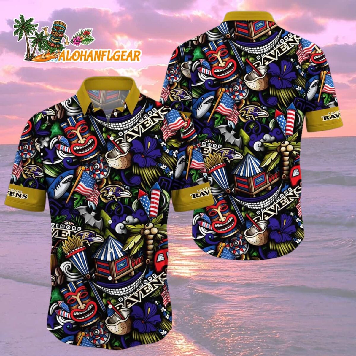 Baltimore Ravens Tiki Me Off Hawaiian Shirt Baltimore Ravens Aloha Shirt 2