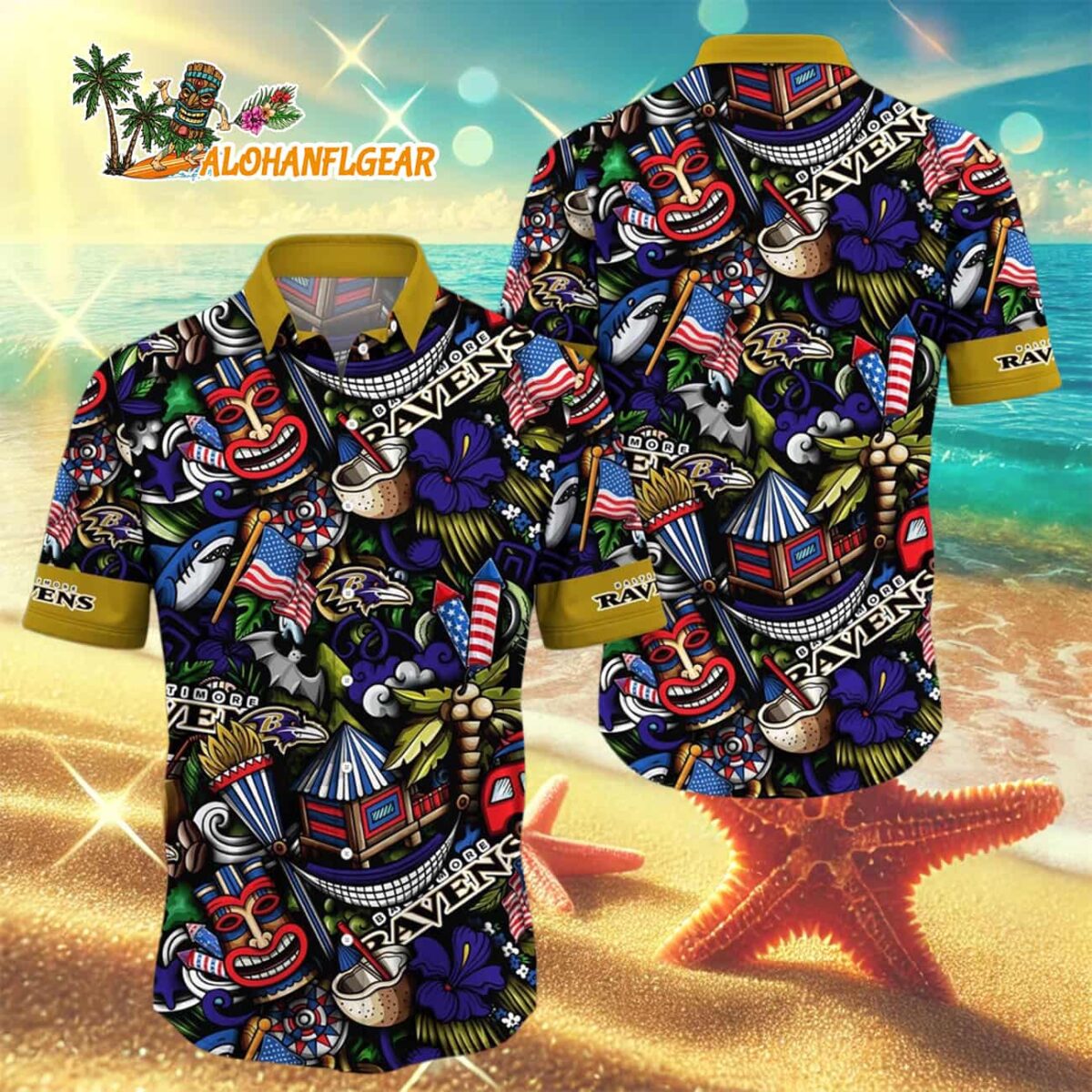 Baltimore Ravens Tiki Me Off Hawaiian Shirt Baltimore Ravens Aloha Shirt 3