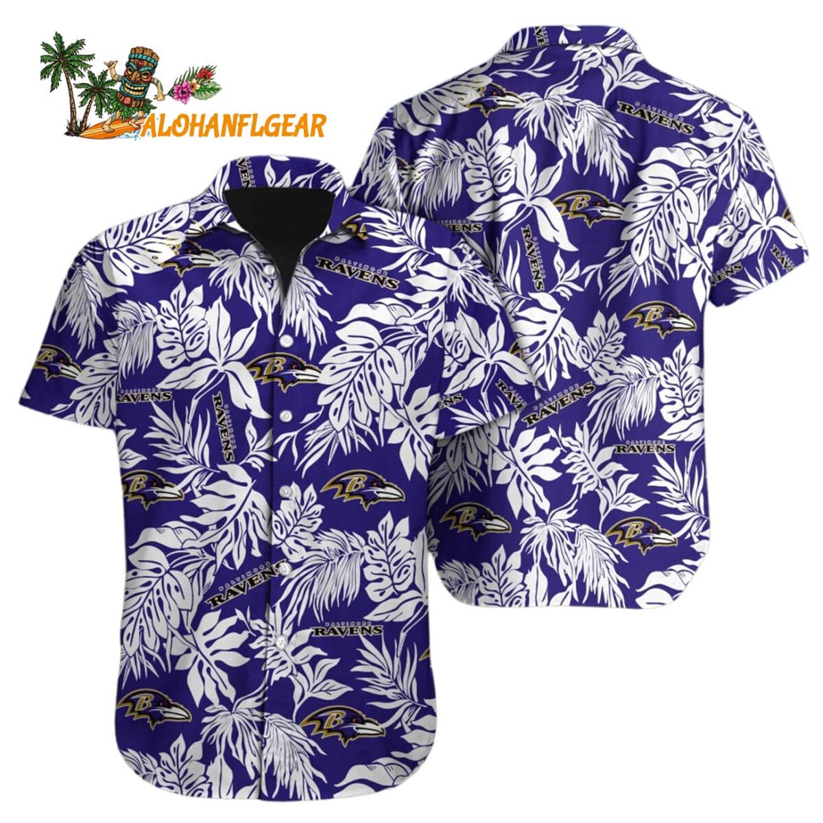 Baltimore Ravens Tropical Leafs Designs Hawaiian Shirt Baltimore Ravens Aloha Shirt 1