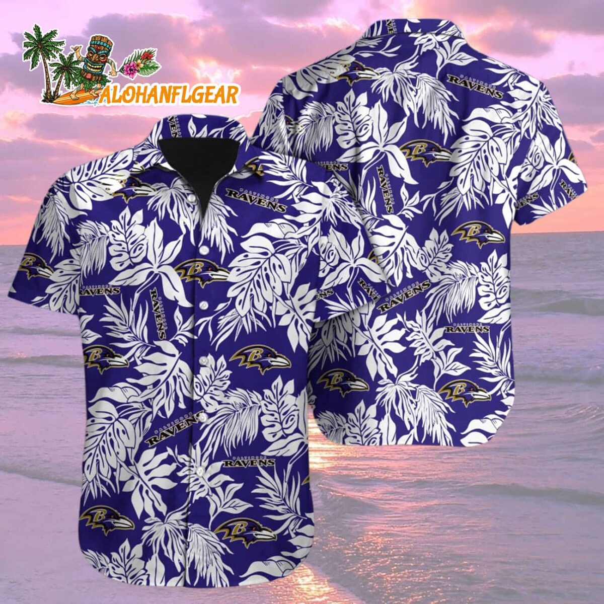 Baltimore Ravens Tropical Leafs Designs Hawaiian Shirt Baltimore Ravens Aloha Shirt 2