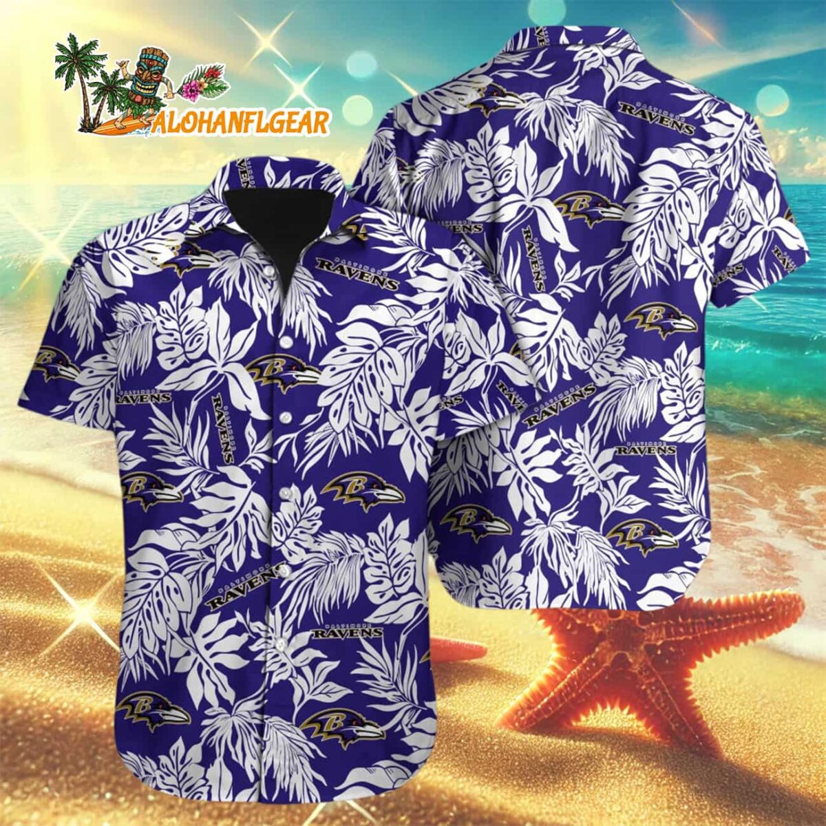 Baltimore Ravens Tropical Leafs Designs Hawaiian Shirt Baltimore Ravens Aloha Shirt 3