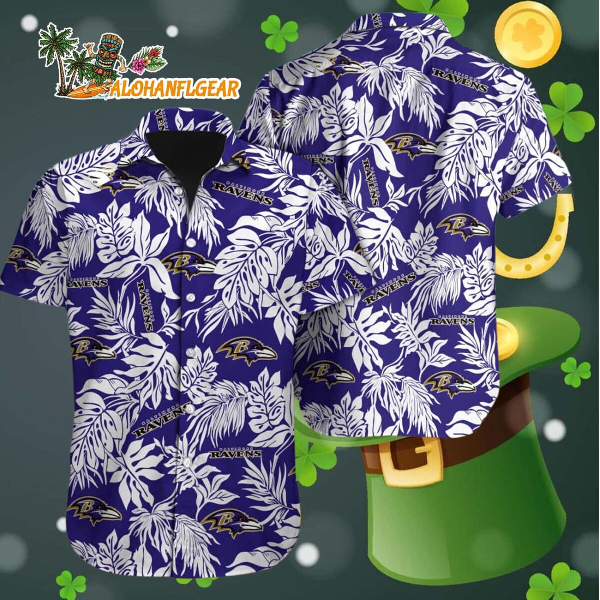 Baltimore Ravens Tropical Leafs Designs Hawaiian Shirt Baltimore Ravens Aloha Shirt 4