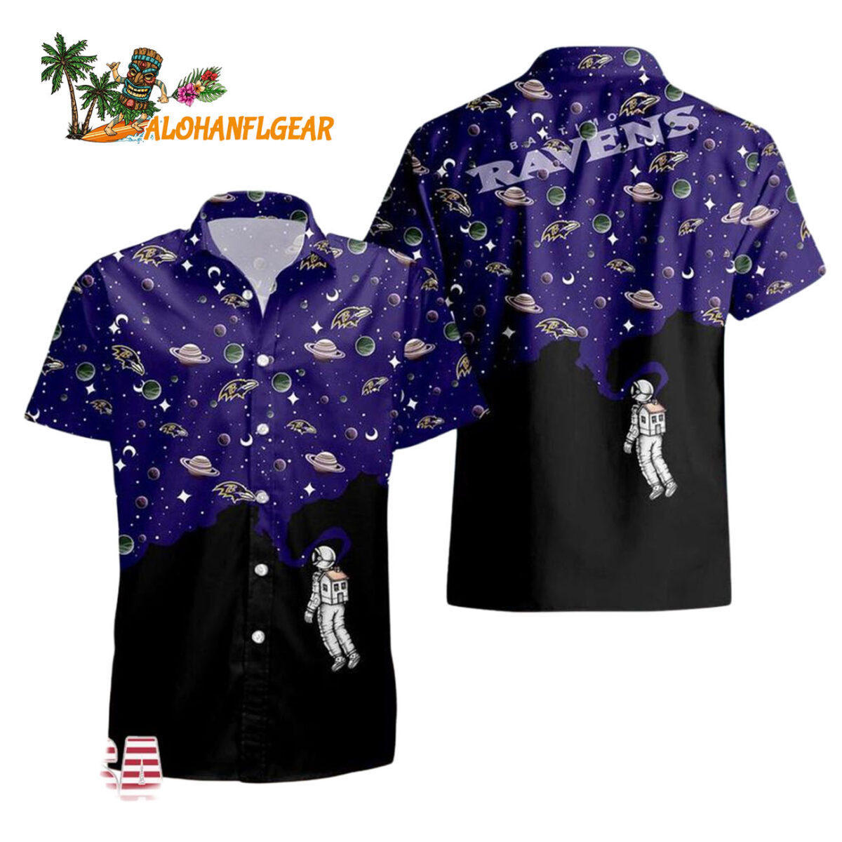 Baltimore Ravens Universal Astronaut Pattern Hawaiian Shirt Baltimore Ravens Aloha Shirt 1