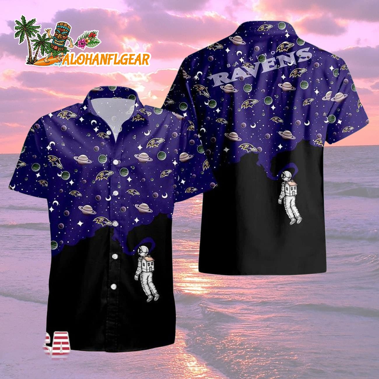 Baltimore Ravens Universal Astronaut Pattern Hawaiian Shirt, Baltimore Ravens Aloha Shirt Baltimore Ravens Universal Astronaut Pattern Hawaiian Shirt, Baltimore Ravens Aloha Shirt