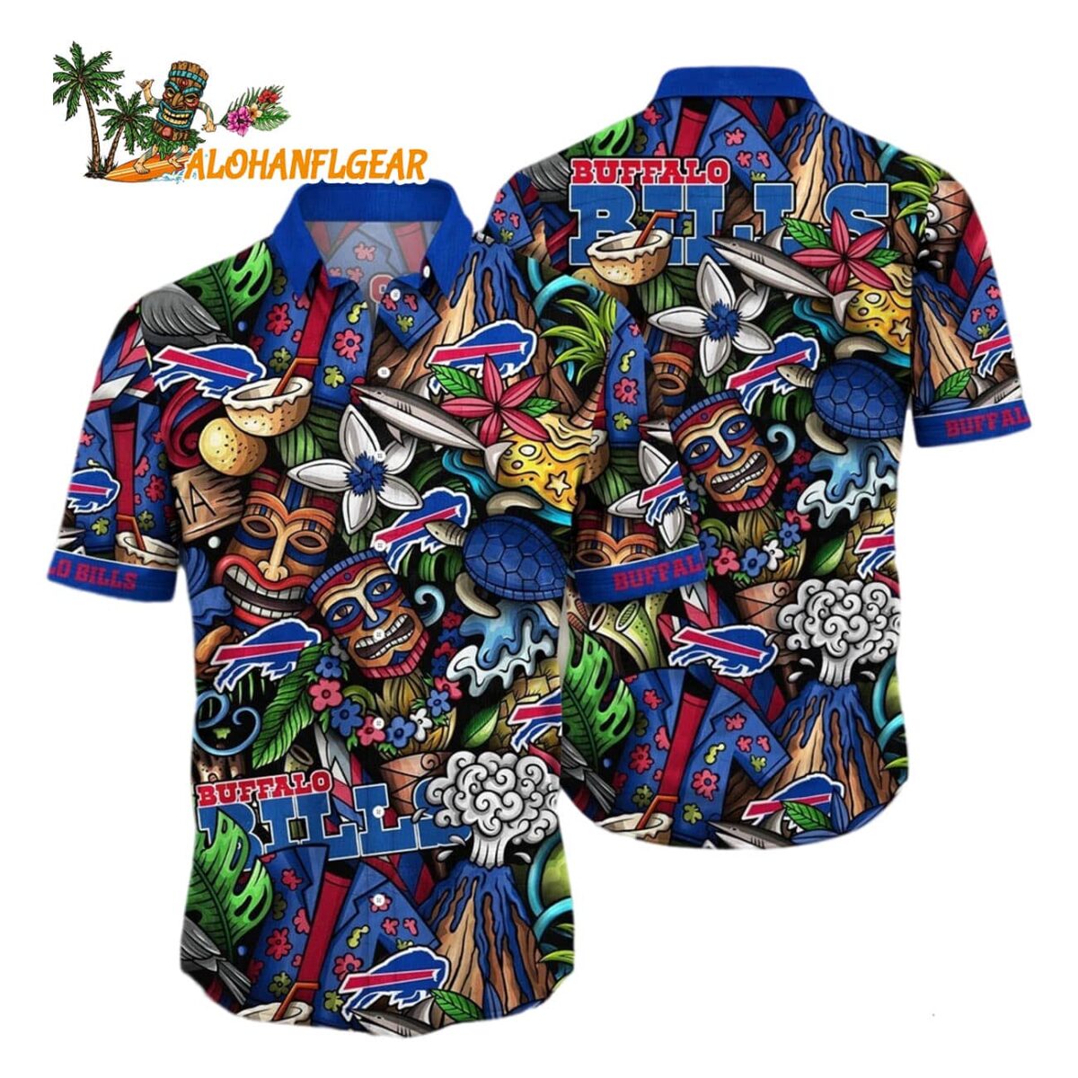 Buffalo Bills Flower Tiki Me Off Hawaiian Shirt Buffalo Bills Aloha Shirt 1