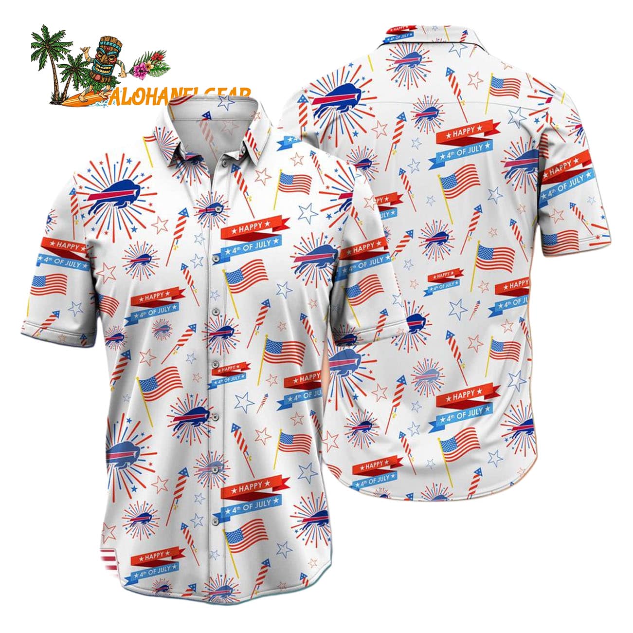 Buffalo Bills Happy 4th Of July Hawaiian Shirt, NFL Aloha Shirt Buffalo Bills Happy 4th Of July Hawaiian Shirt, NFL Aloha Shirt