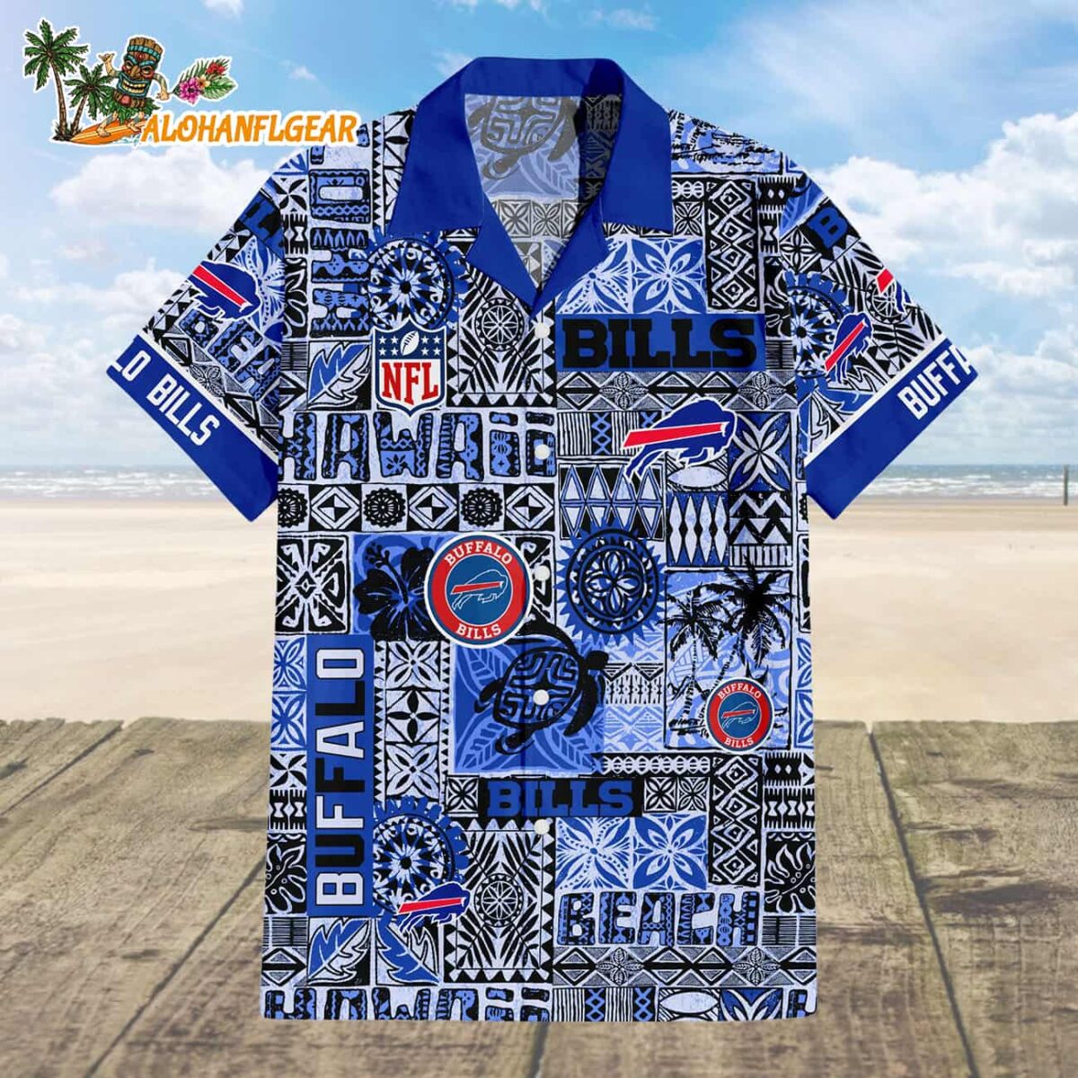 Buffalo Bills Hawaiian Tapa Patterns Hawaiian Shirt NFL Aloha Shirt 1
