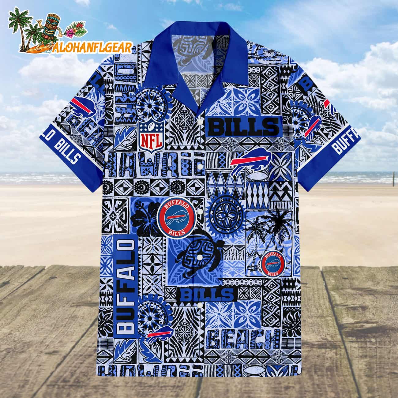 Buffalo Bills Hawaiian Tapa Patterns Hawaiian Shirt, NFL Aloha Shirt Buffalo Bills Hawaiian Tapa Patterns Hawaiian Shirt, NFL Aloha Shirt