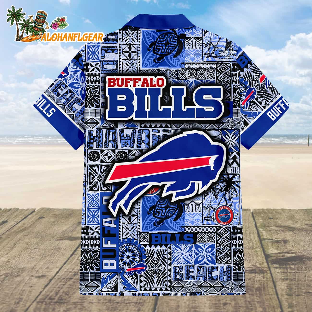 Buffalo Bills Hawaiian Tapa Patterns Hawaiian Shirt, NFL Aloha Shirt Buffalo Bills Hawaiian Tapa Patterns Hawaiian Shirt, NFL Aloha Shirt