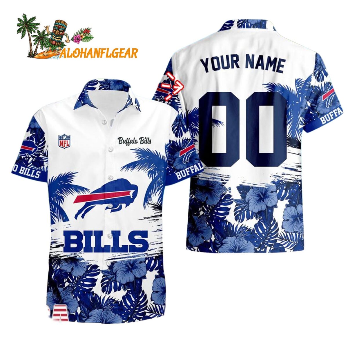 Buffalo Bills Hibiscus Flower Custom Name Hawaiian Shirt NFL Aloha Shirt 1