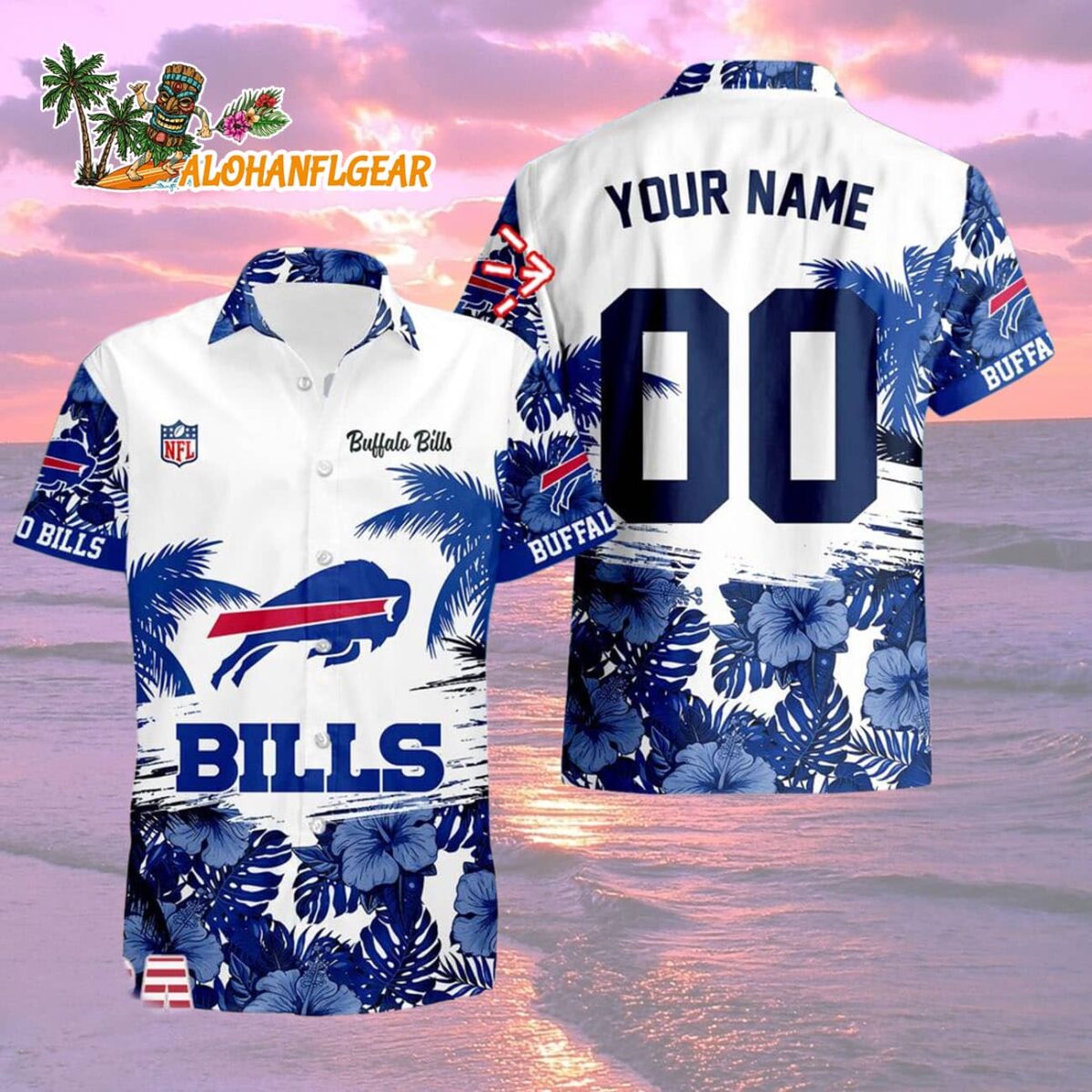 Buffalo Bills Hibiscus Flower Custom Name Hawaiian Shirt NFL Aloha Shirt 2