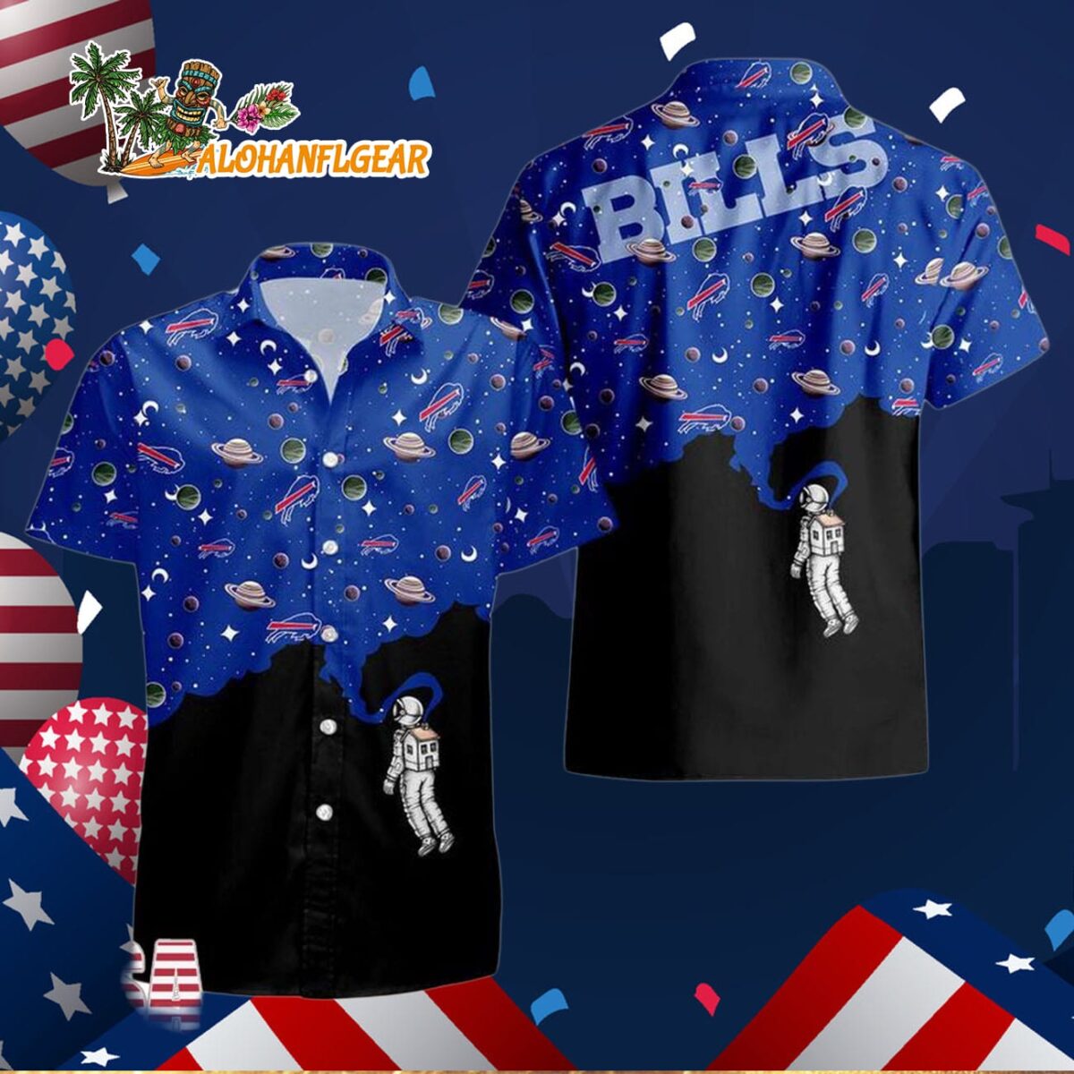 Buffalo Bills Universal Astronaut Pattern Hawaiian Shirt Buffalo Bills Aloha Shirt 3