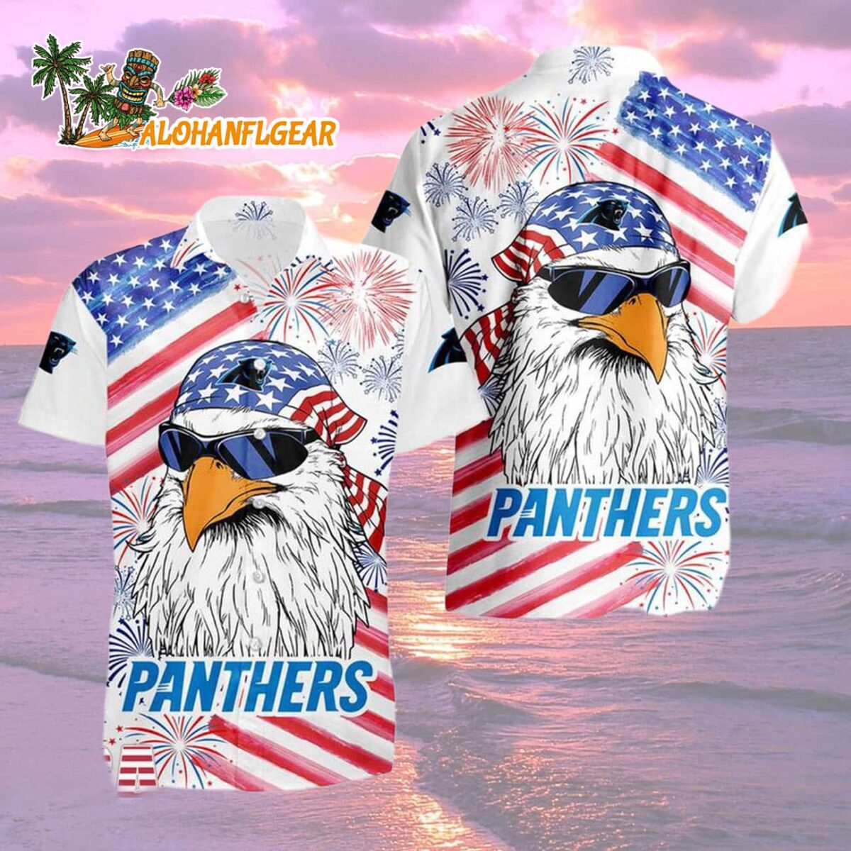 Carolina Panthers American Eagle Emblem Hawaiian Shirt 1 Carolina Panthers American Eagle Emblem Hawaiian Shirt Carolina Panthers Aloha Shirt 2