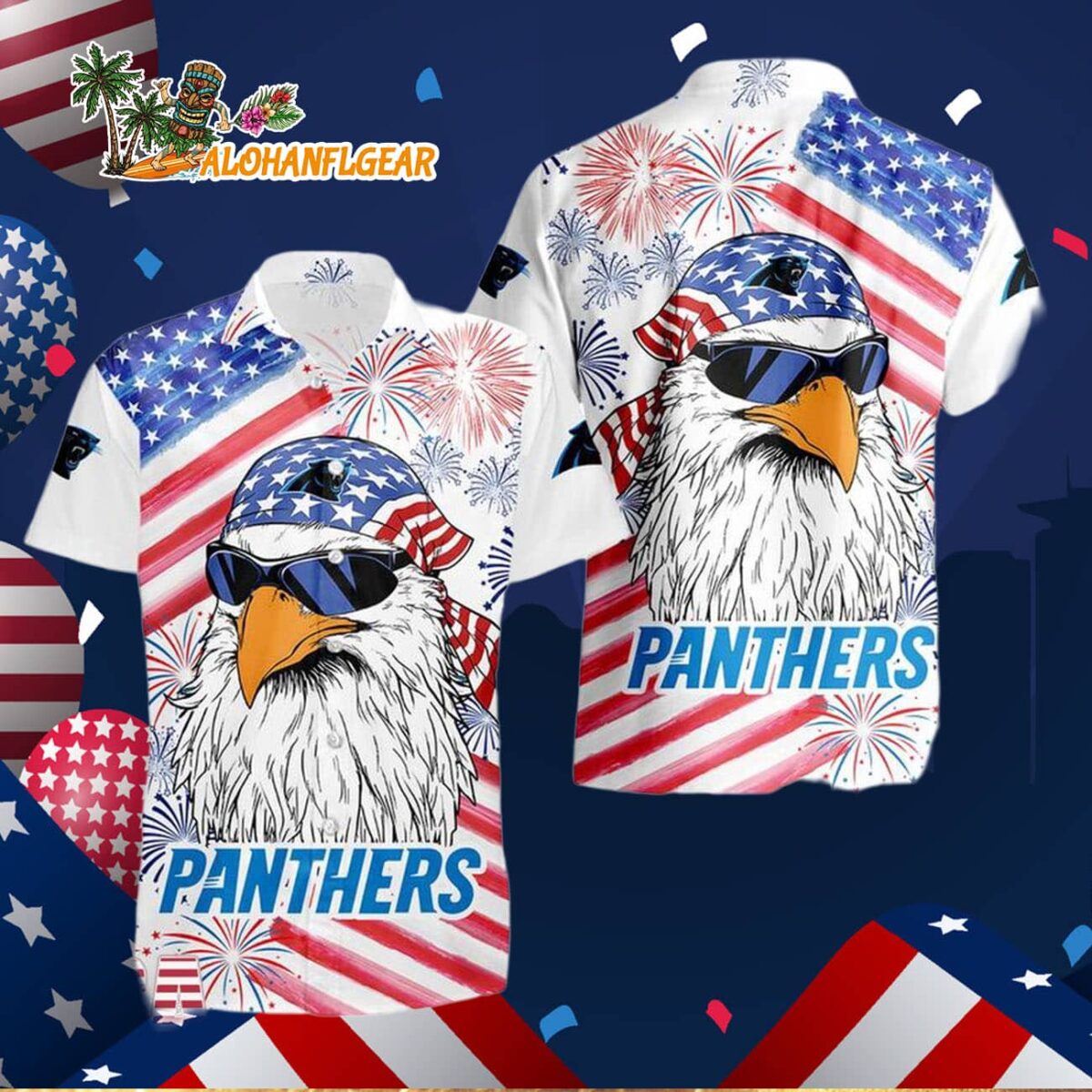 Carolina Panthers American Eagle Emblem Hawaiian Shirt 2 Carolina Panthers American Eagle Emblem Hawaiian Shirt Carolina Panthers Aloha Shirt 3