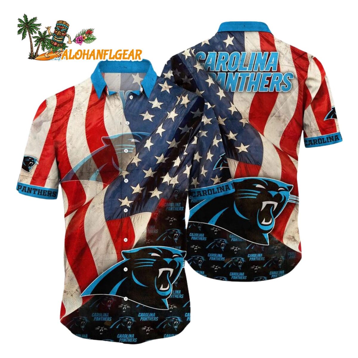 Carolina Panthers American Flag Hawaiian Shirt NFL Aloha Shirt 1