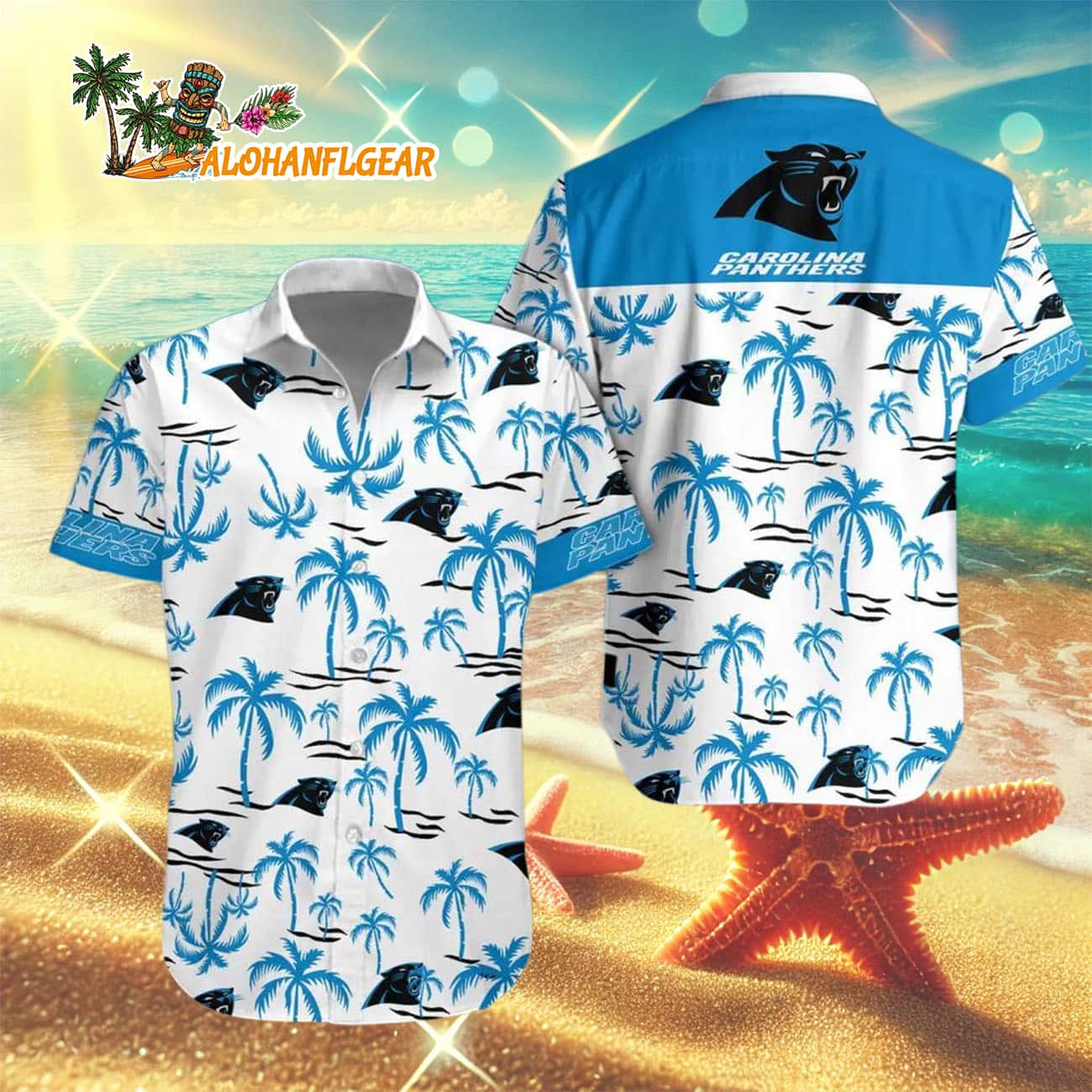 Carolina Panthers Coconut Logo Beach Hawaiian Shirt, NFL Aloha Shirt Carolina Panthers Coconut Logo Beach Hawaiian Shirt, NFL Aloha Shirt