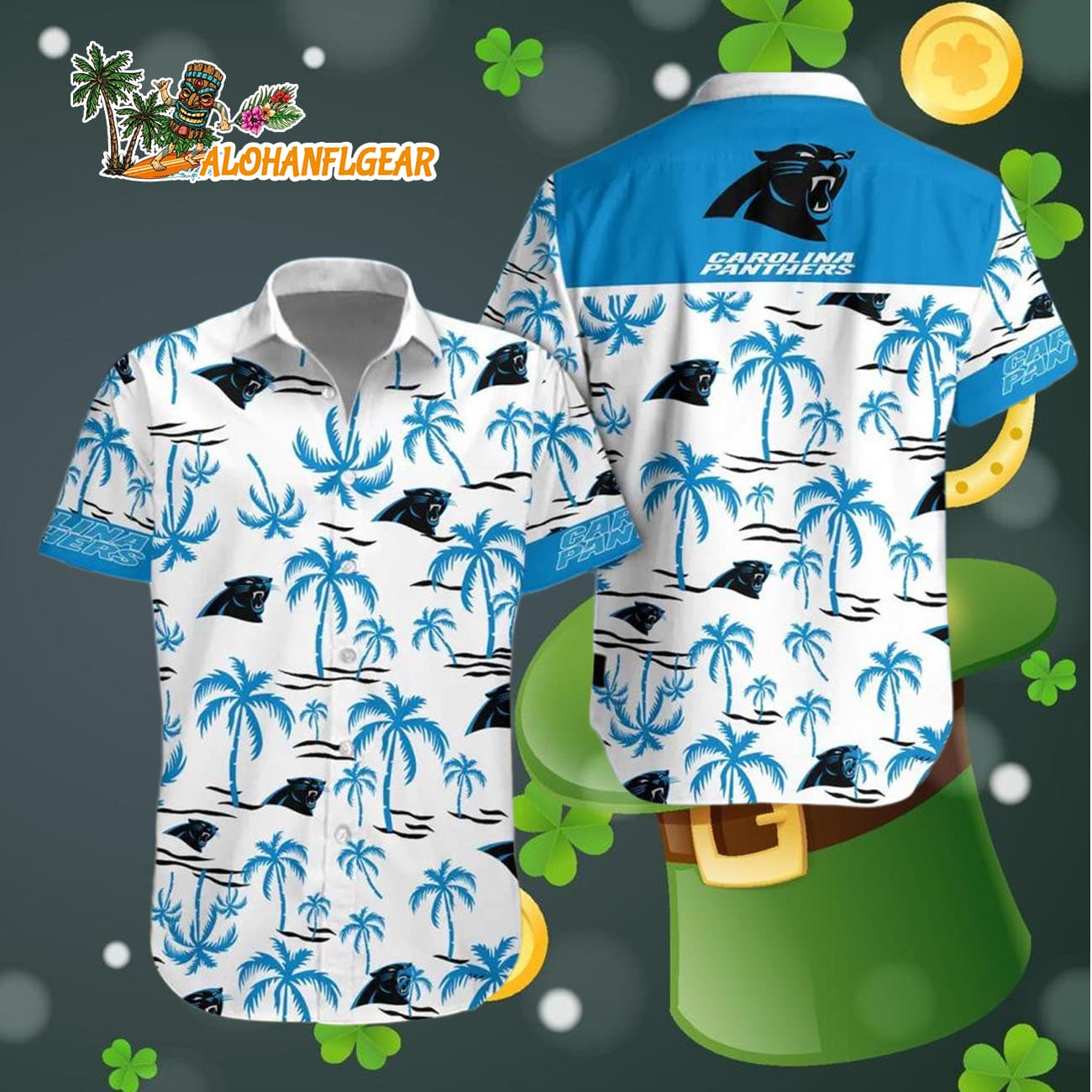 Carolina Panthers Coconut Logo Beach Hawaiian Shirt, NFL Aloha Shirt Carolina Panthers Coconut Logo Beach Hawaiian Shirt, NFL Aloha Shirt