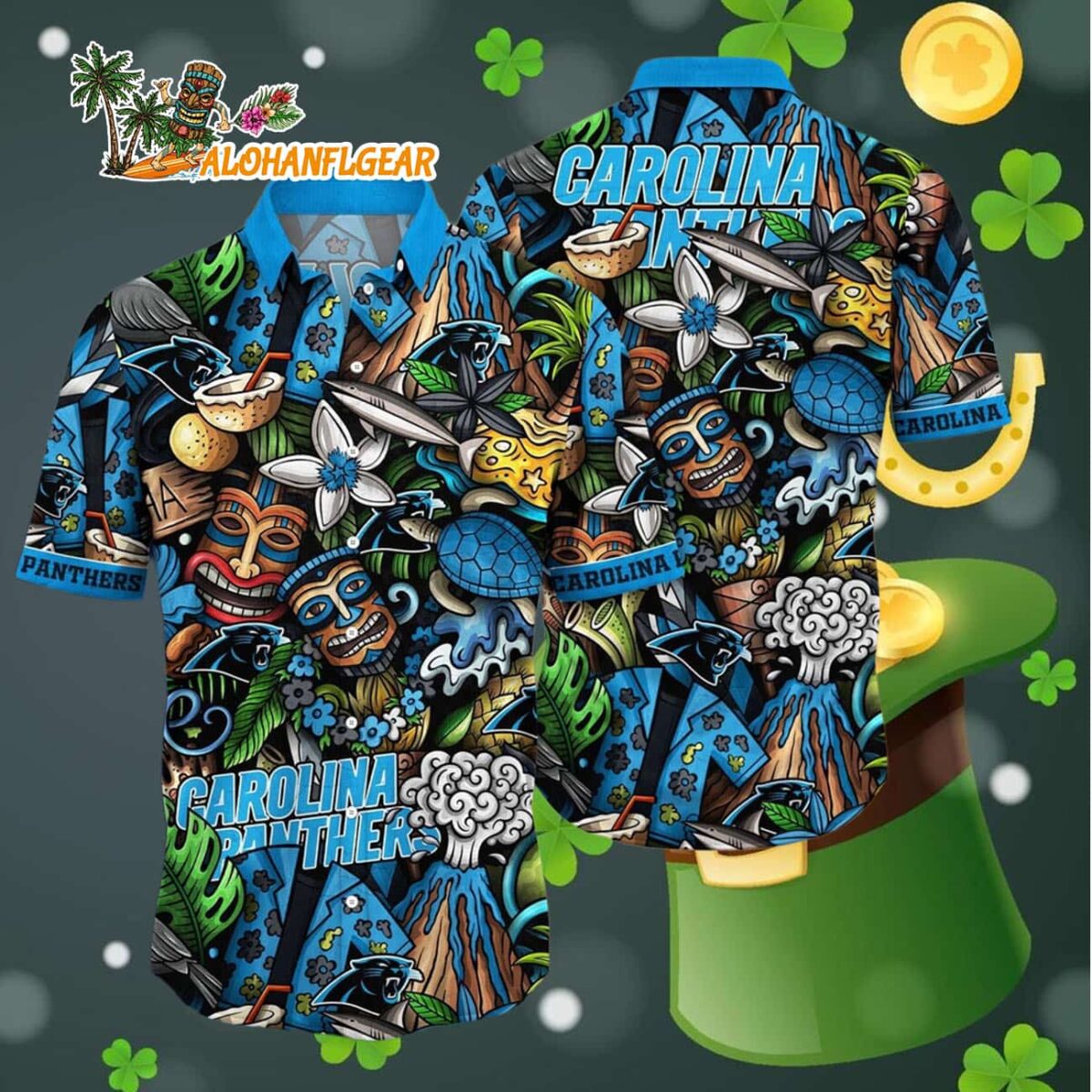 Carolina Panthers Flower Tiki Me Off Hawaiian Shirt Carolina Panthers Aloha Shirt 4