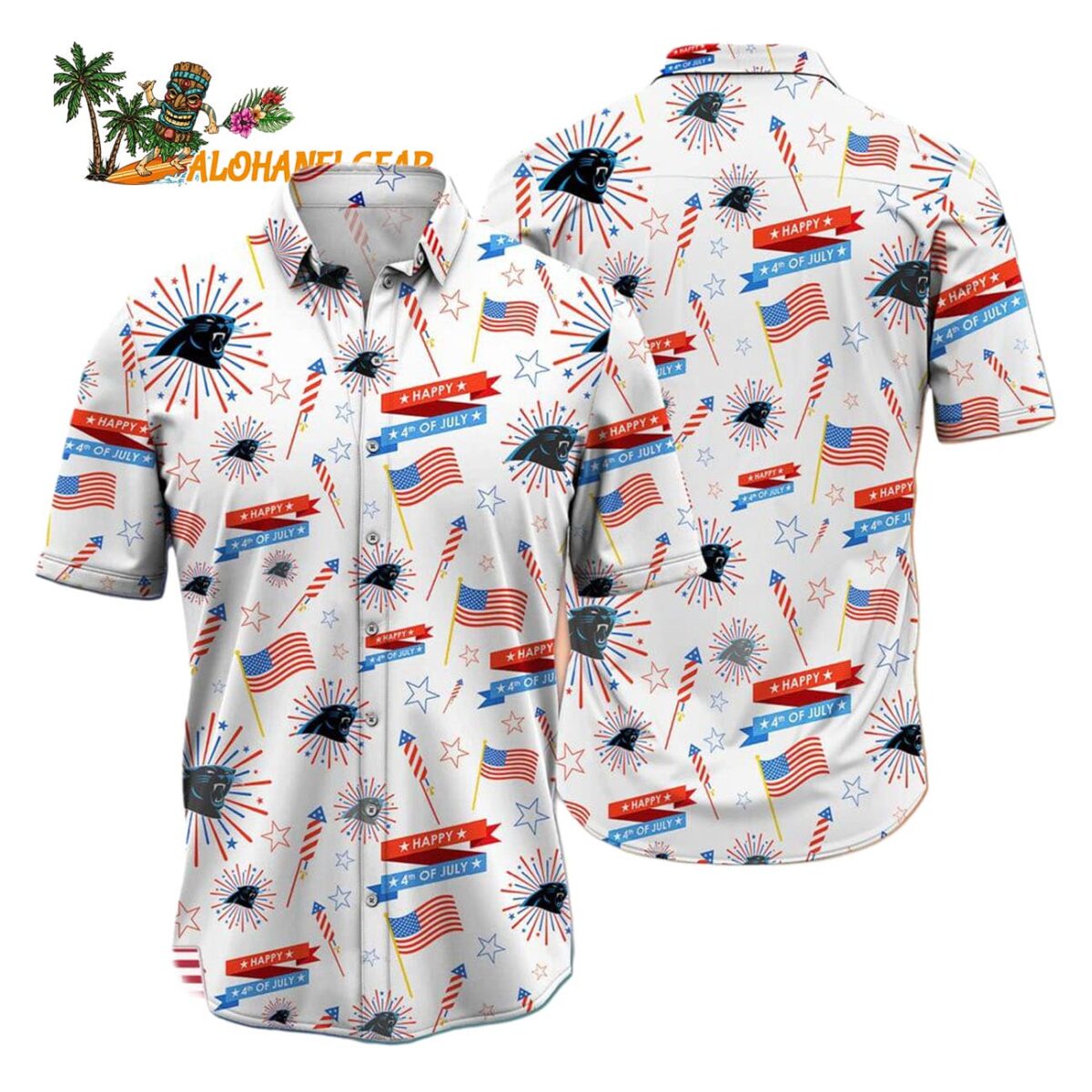Carolina Panthers Happy 4th Of July Hawaiian Shirt NFL Aloha Shirt 1