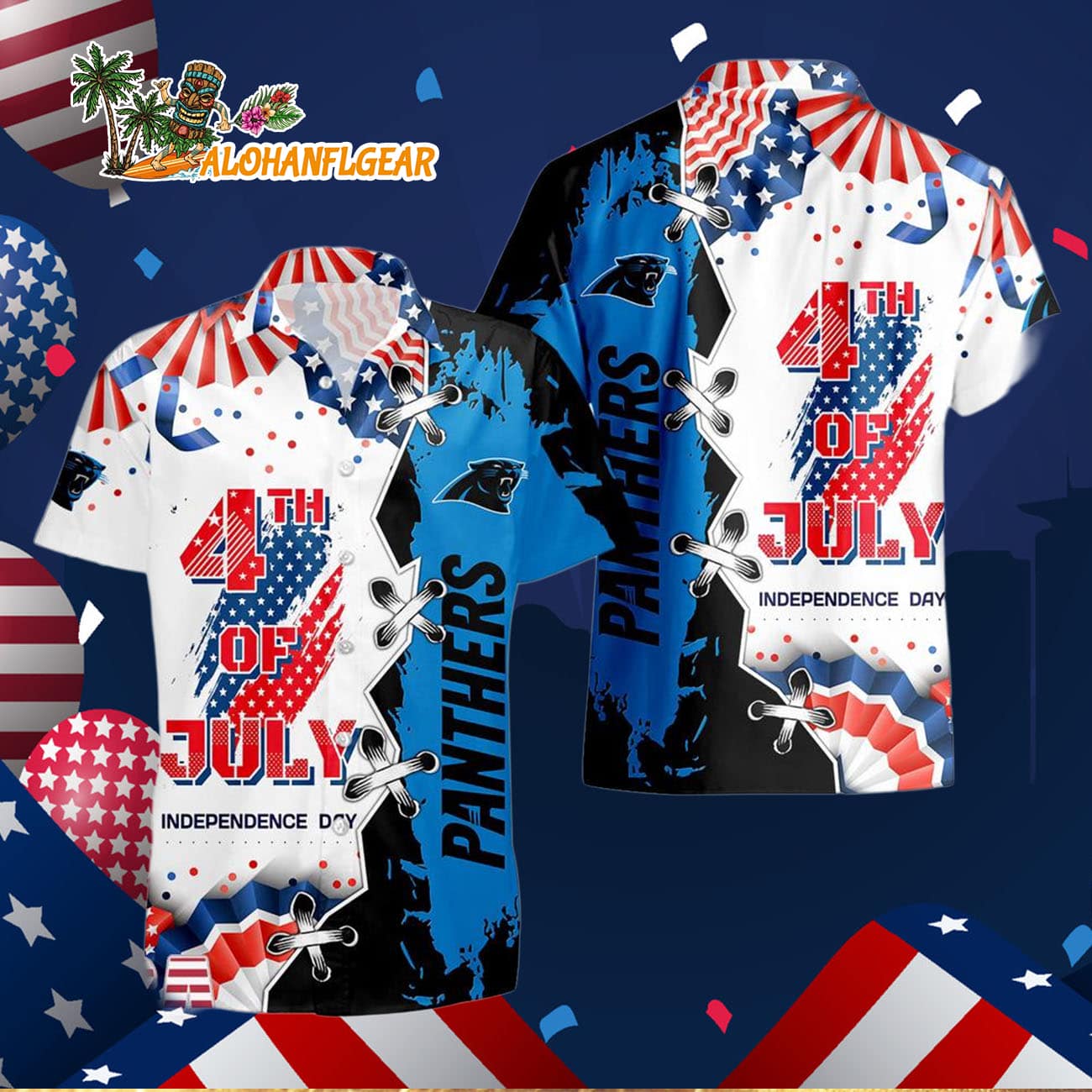 Carolina Panthers Happy Independence Day Resurgence Hawaiian Shirt, NFL Aloha Shirt Carolina Panthers Happy Independence Day Resurgence Hawaiian Shirt, NFL Aloha Shirt