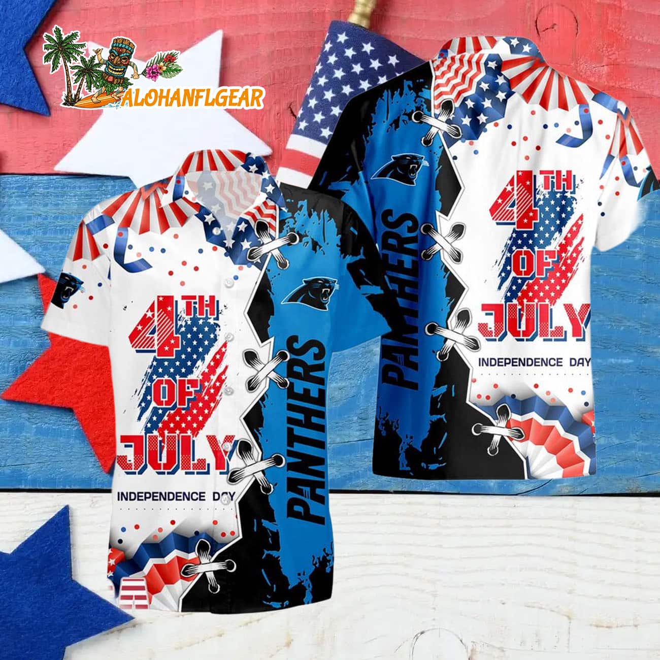 Carolina Panthers Happy Independence Day Resurgence Hawaiian Shirt, NFL Aloha Shirt Carolina Panthers Happy Independence Day Resurgence Hawaiian Shirt, NFL Aloha Shirt