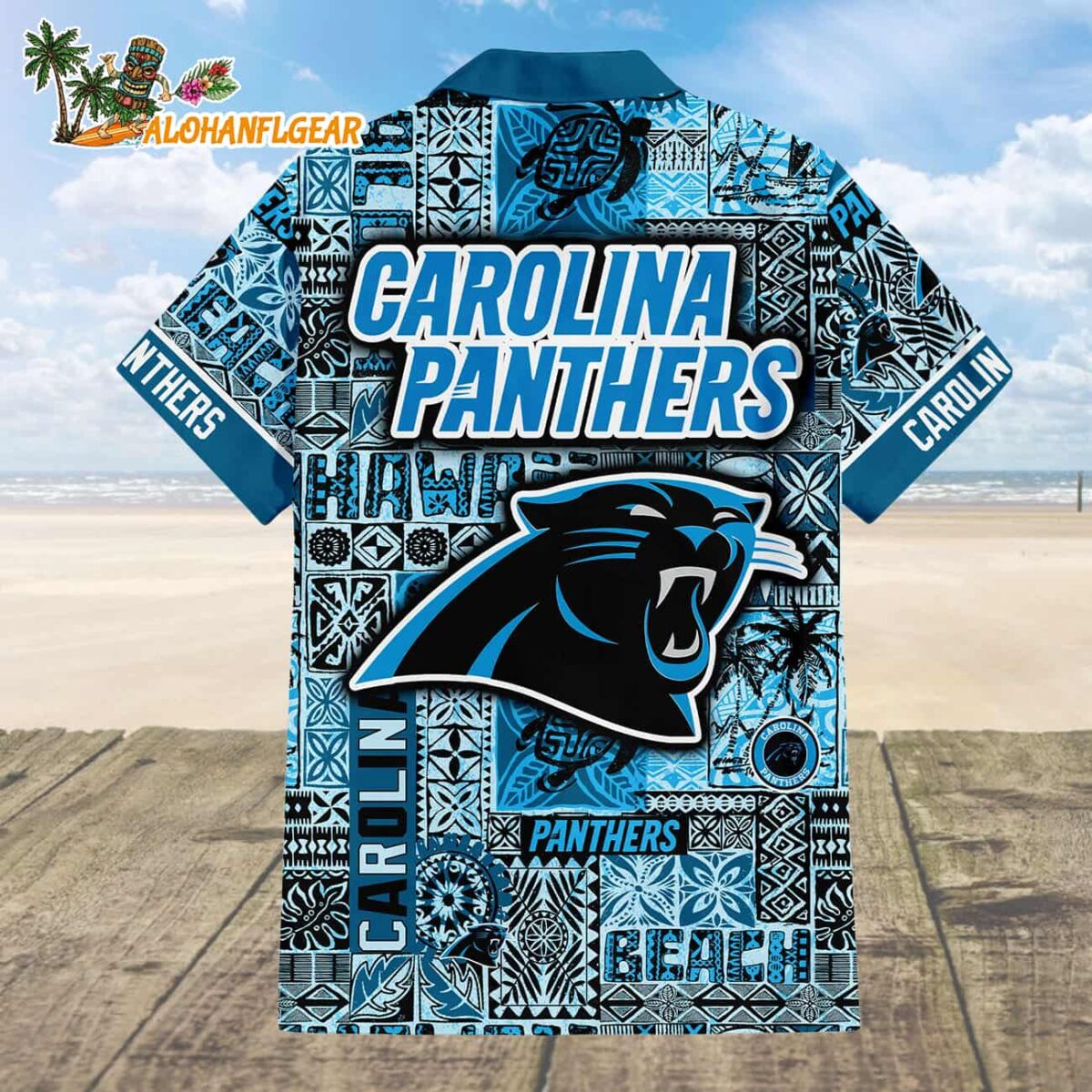 Carolina Panthers Hawaiian Tapa Patterns Hawaiian Shirt NFL Aloha Shirt 2