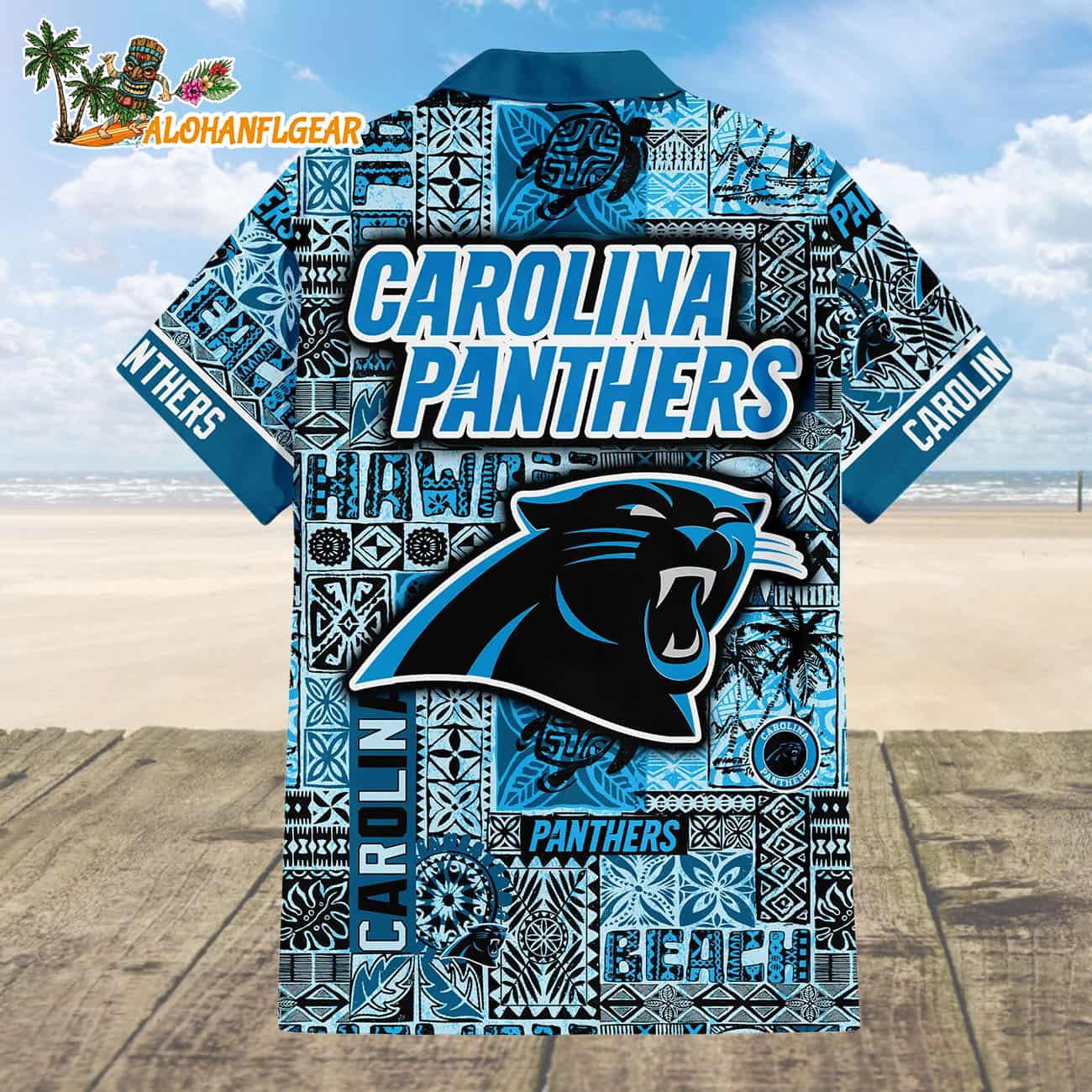 Carolina Panthers Hawaiian Tapa Patterns Hawaiian Shirt, NFL Aloha Shirt Carolina Panthers Hawaiian Tapa Patterns Hawaiian Shirt, NFL Aloha Shirt