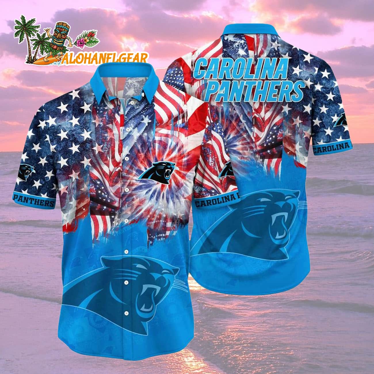 Carolina Panthers Independence Day Hawaiian Shirt, NFL Aloha Shirt Carolina Panthers Independence Day Hawaiian Shirt, NFL Aloha Shirt