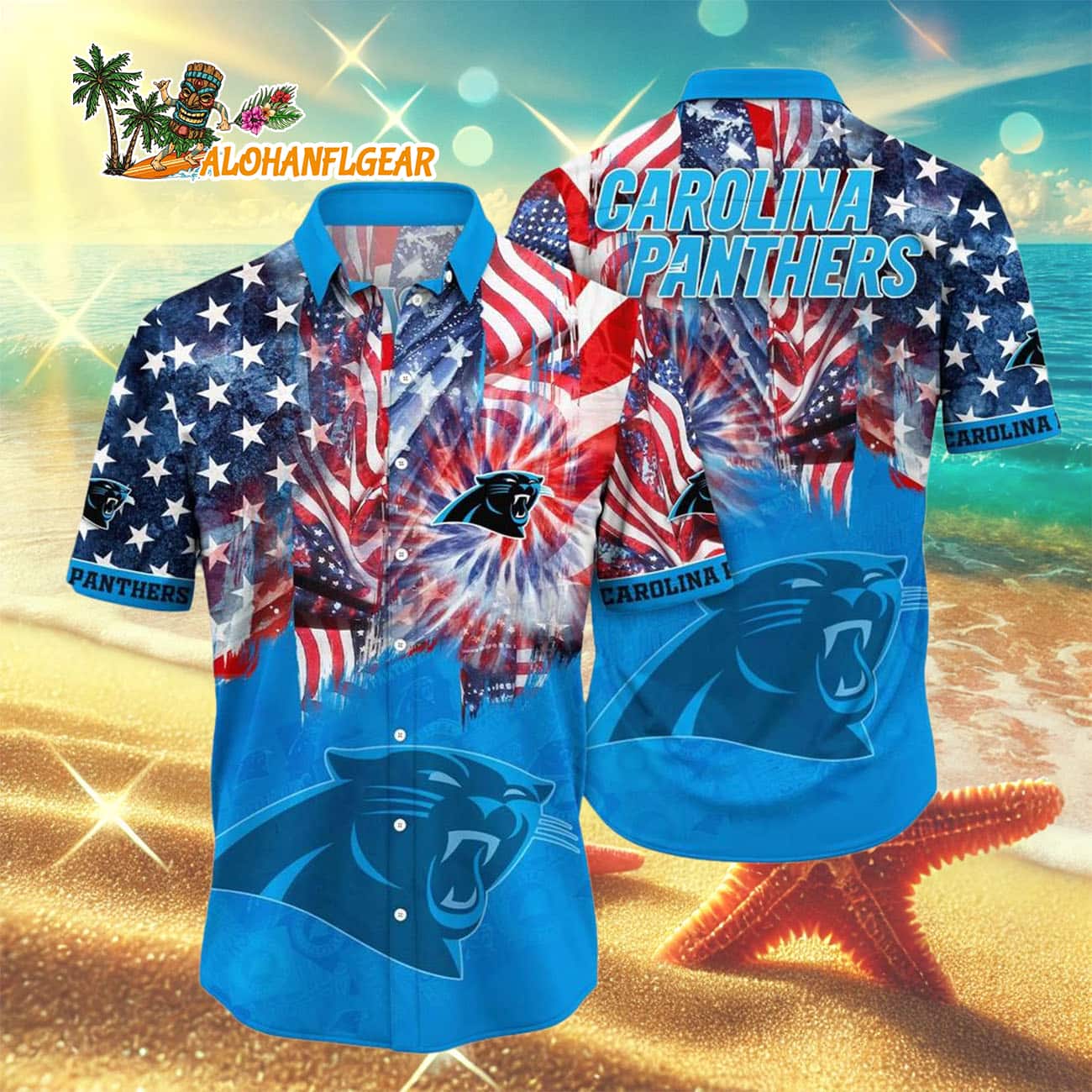 Carolina Panthers Independence Day Hawaiian Shirt, NFL Aloha Shirt Carolina Panthers Independence Day Hawaiian Shirt, NFL Aloha Shirt
