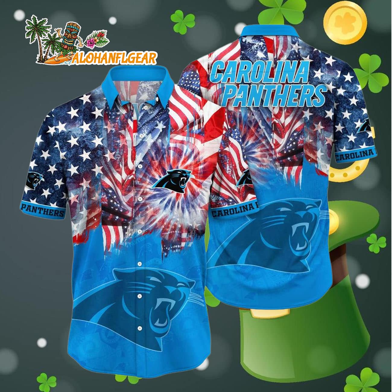 Carolina Panthers Independence Day Hawaiian Shirt, NFL Aloha Shirt Carolina Panthers Independence Day Hawaiian Shirt, NFL Aloha Shirt