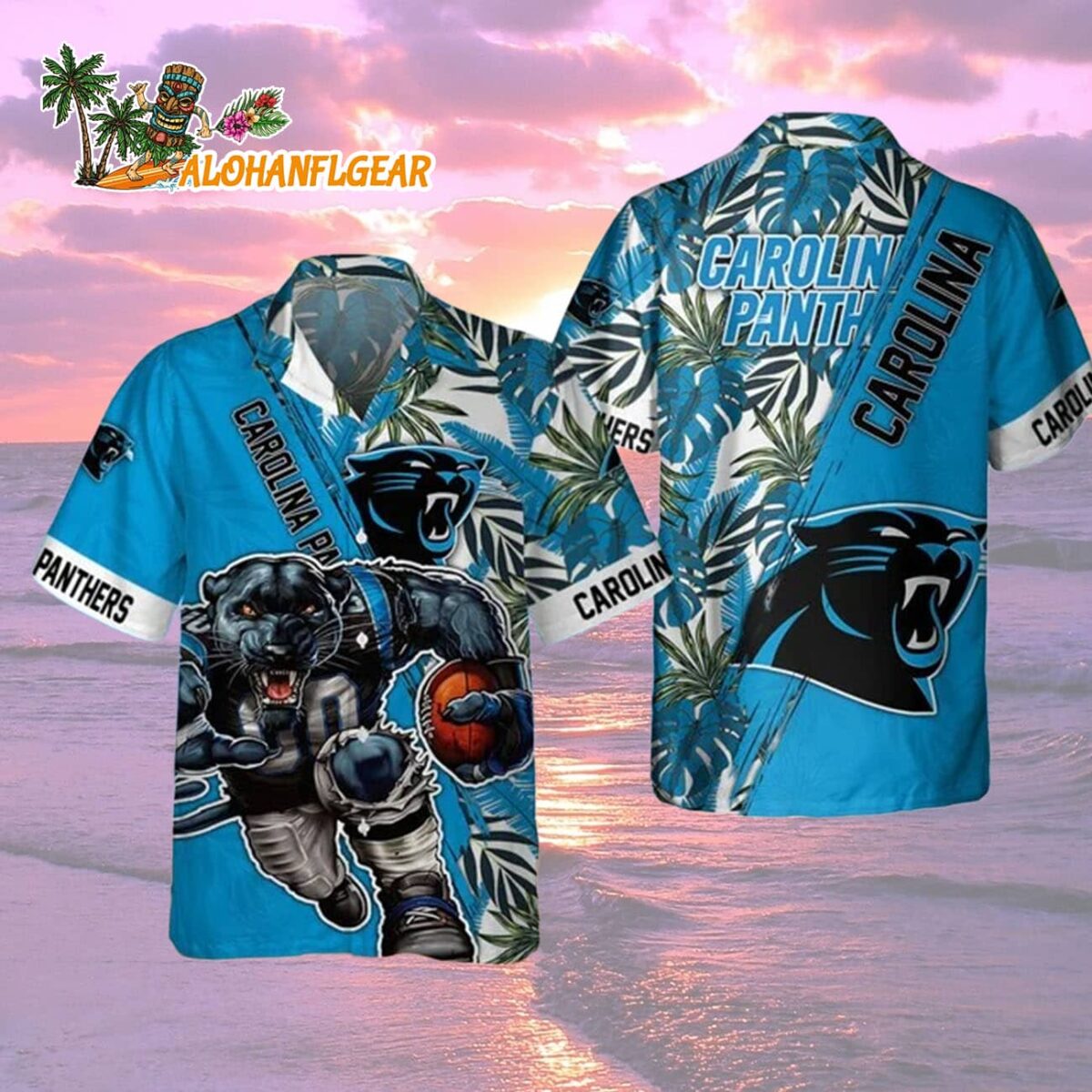 Carolina Panthers Mascot Summer Hawaiian Shirt, Carolina Panthers Aloha Shirt 1 Carolina Panthers Mascot Summer Hawaiian Shirt Carolina Panthers Aloha Shirt 2