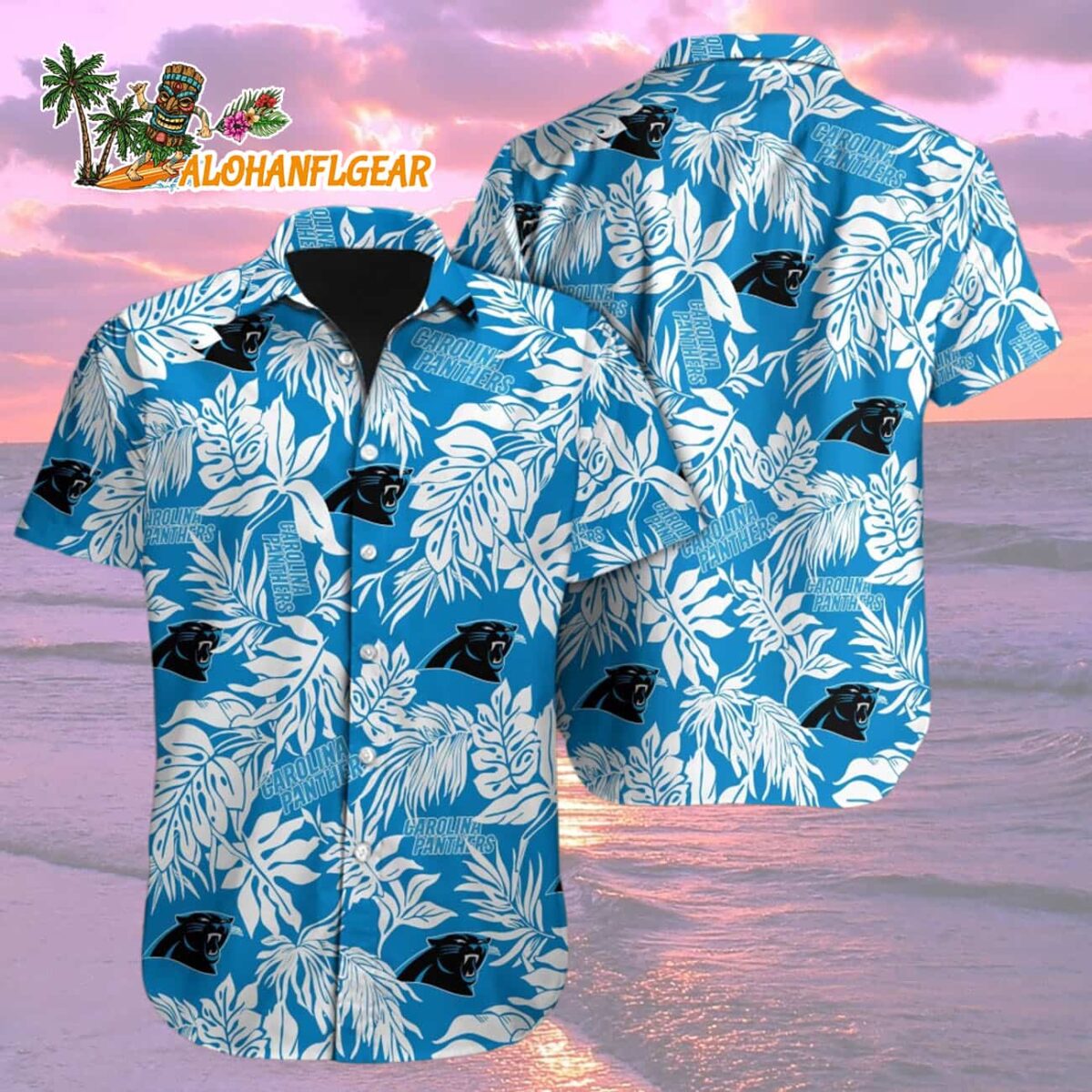 Carolina Panthers Tropical Leafs Designs Hawaiian Shirt Carolina Panthers Aloha Shirt 2