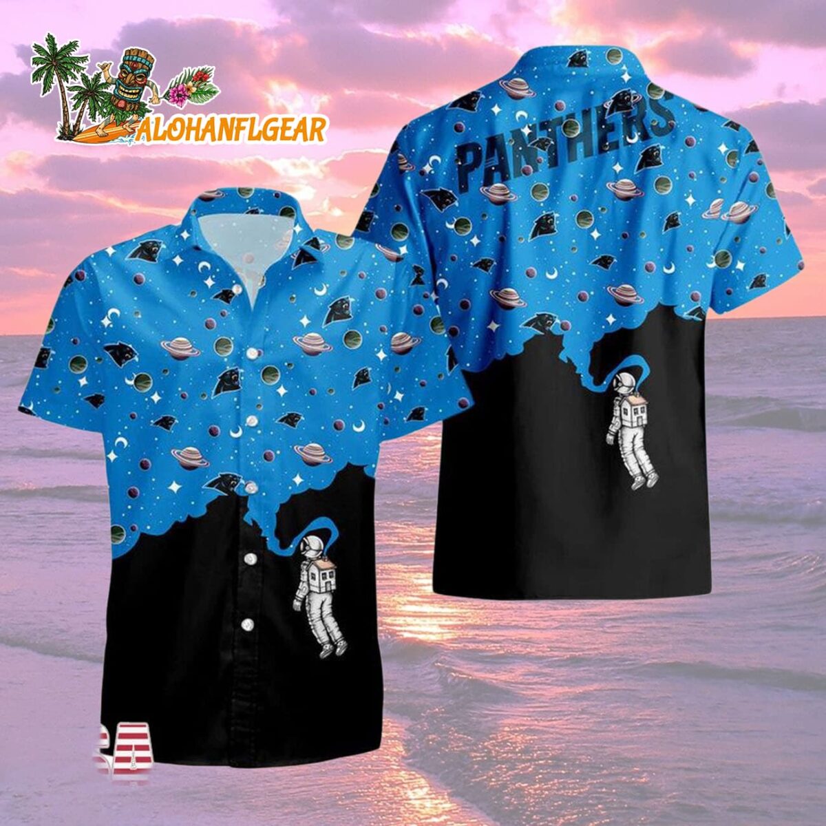Carolina Panthers Universal Astronaut Pattern Hawaiian Shirt Carolina Panthers Aloha Shirt 2