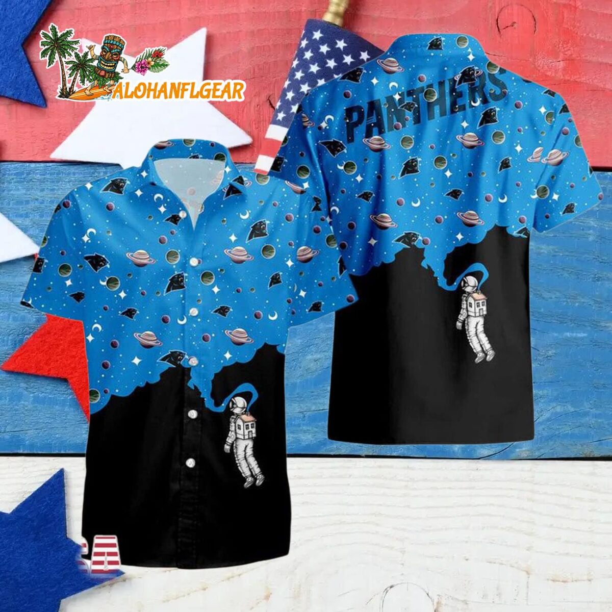 Carolina Panthers Universal Astronaut Pattern Hawaiian Shirt Carolina Panthers Aloha Shirt 4