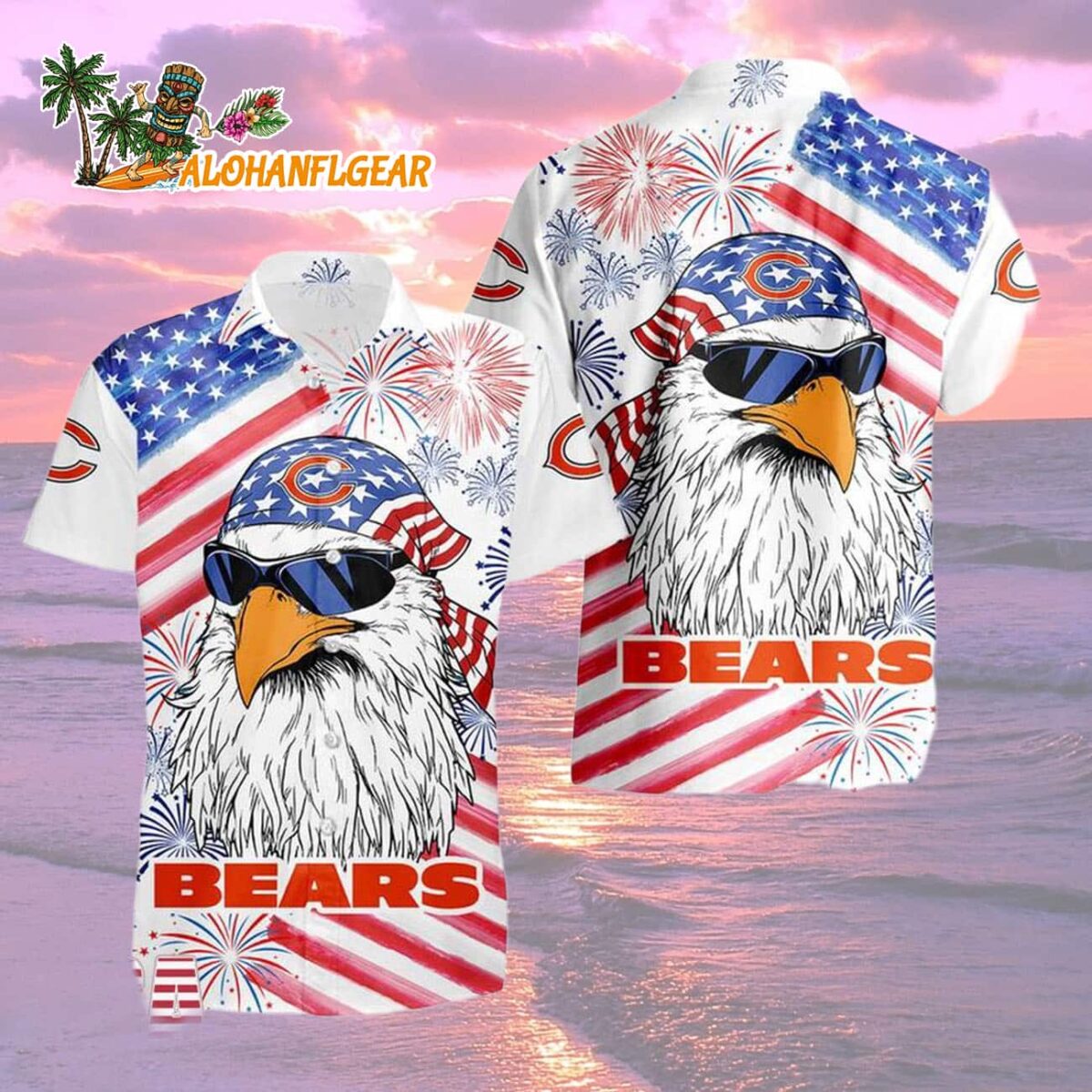 Chicago Bears American Eagle Emblem Hawaiian Shirt Chicago Bears Aloha Shirt 2