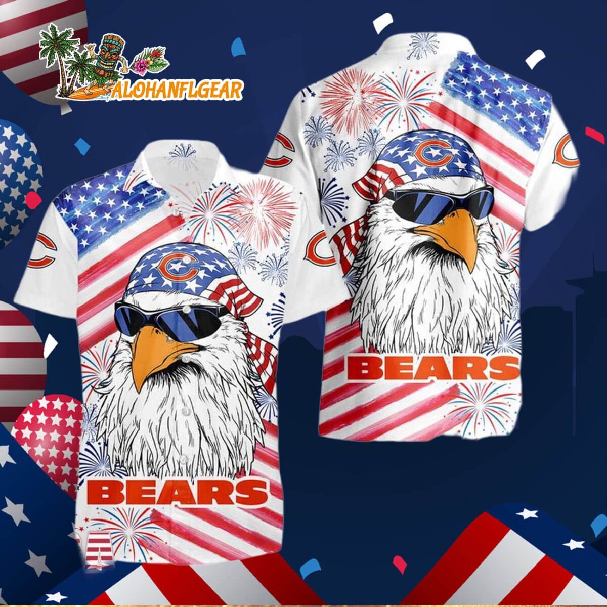 Chicago Bears American Eagle Emblem Hawaiian Shirt Chicago Bears Aloha Shirt 3