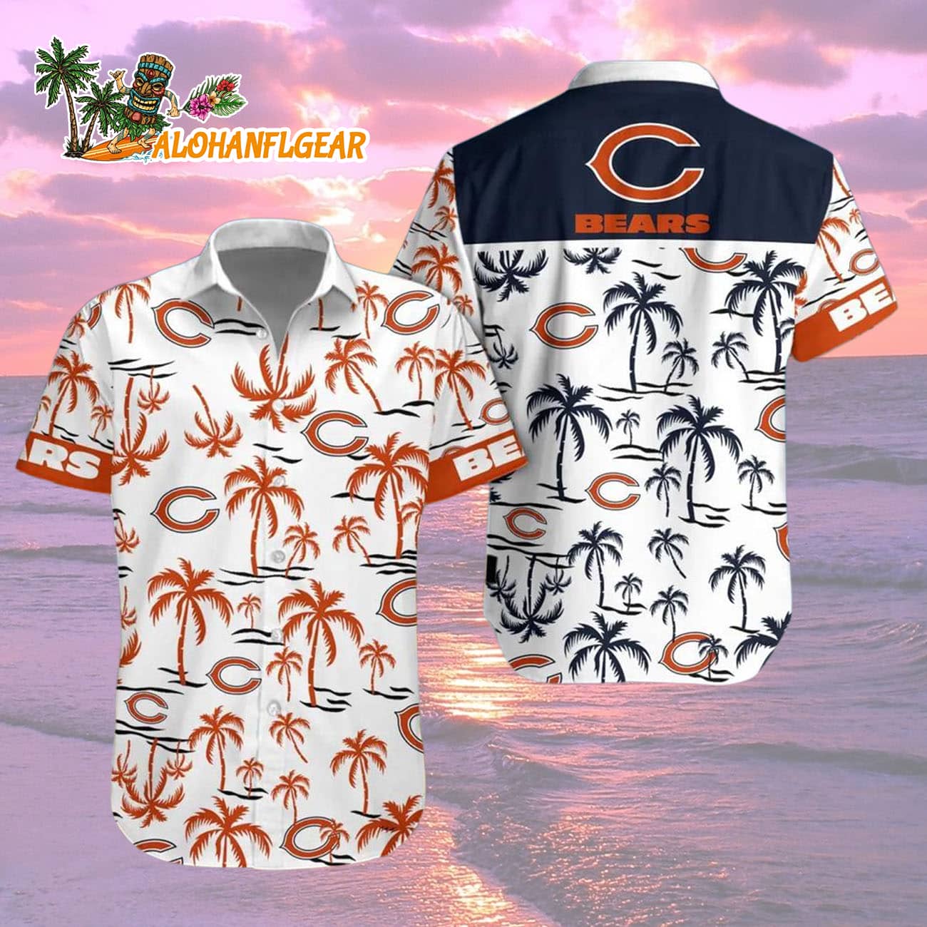 Chicago Bears Coconut Logo Beach Hawaiian Shirt, NFL Aloha Shirt Chicago Bears Coconut Logo Beach Hawaiian Shirt, NFL Aloha Shirt