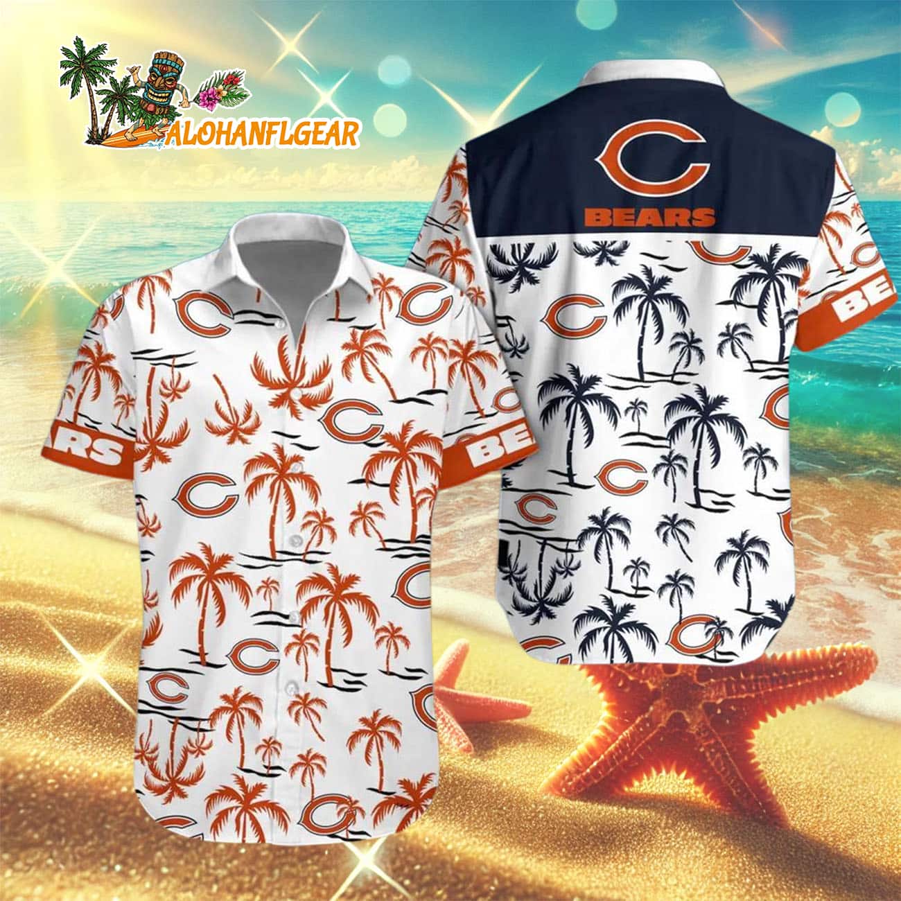 Chicago Bears Coconut Logo Beach Hawaiian Shirt, NFL Aloha Shirt Chicago Bears Coconut Logo Beach Hawaiian Shirt, NFL Aloha Shirt